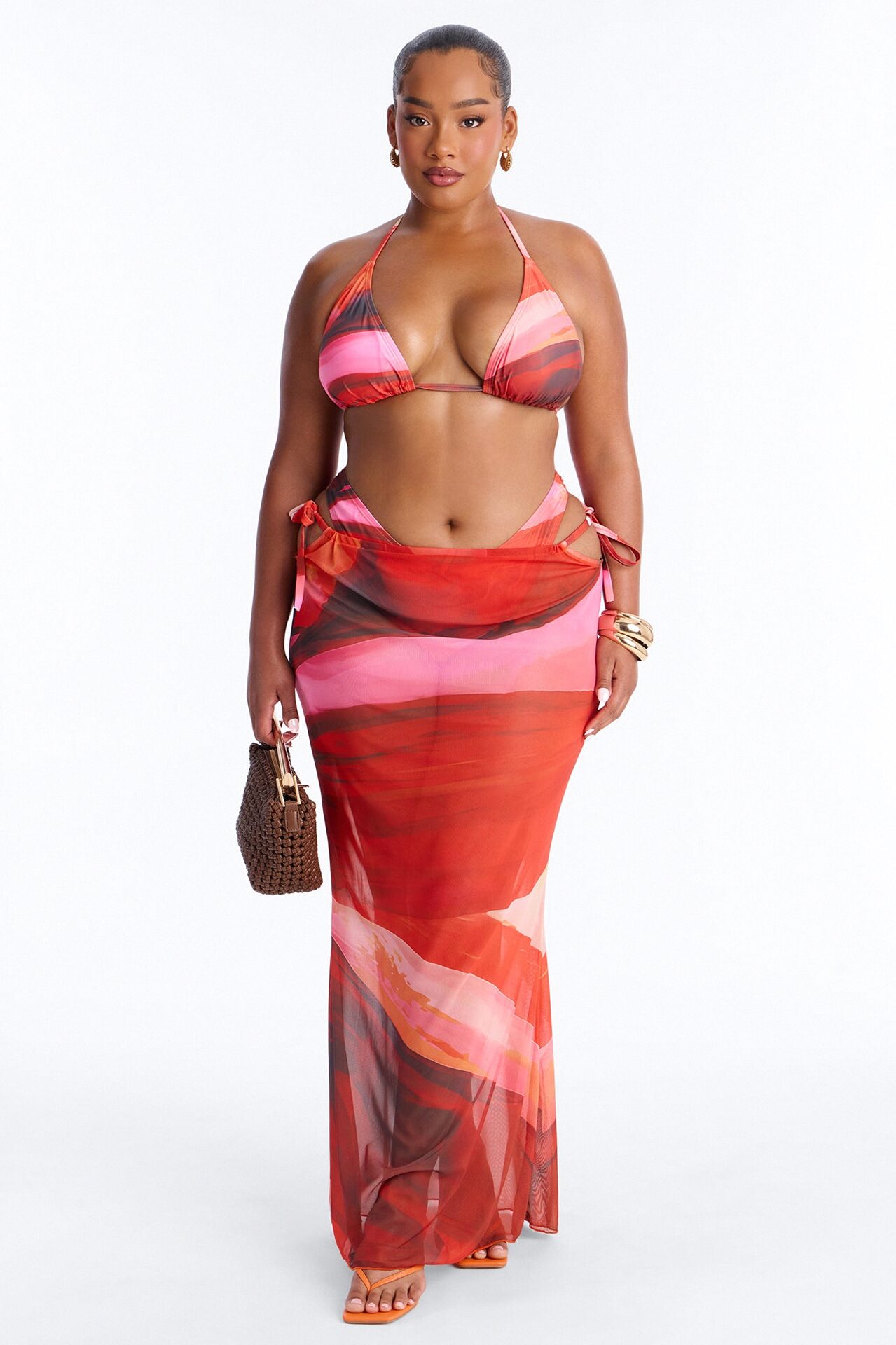 Can't Forget You Bikini And Sarong - Burgundy/combo