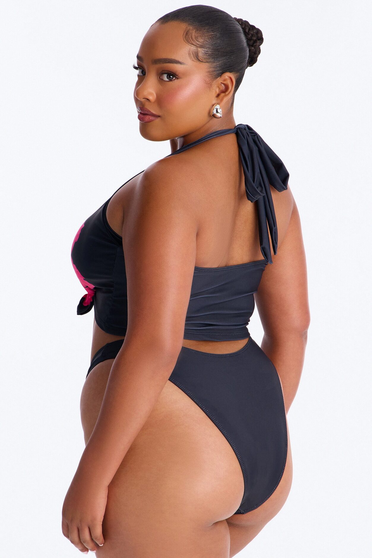 Mabel 2 Piece Floral Tankini Bikini Set - Black/Pink