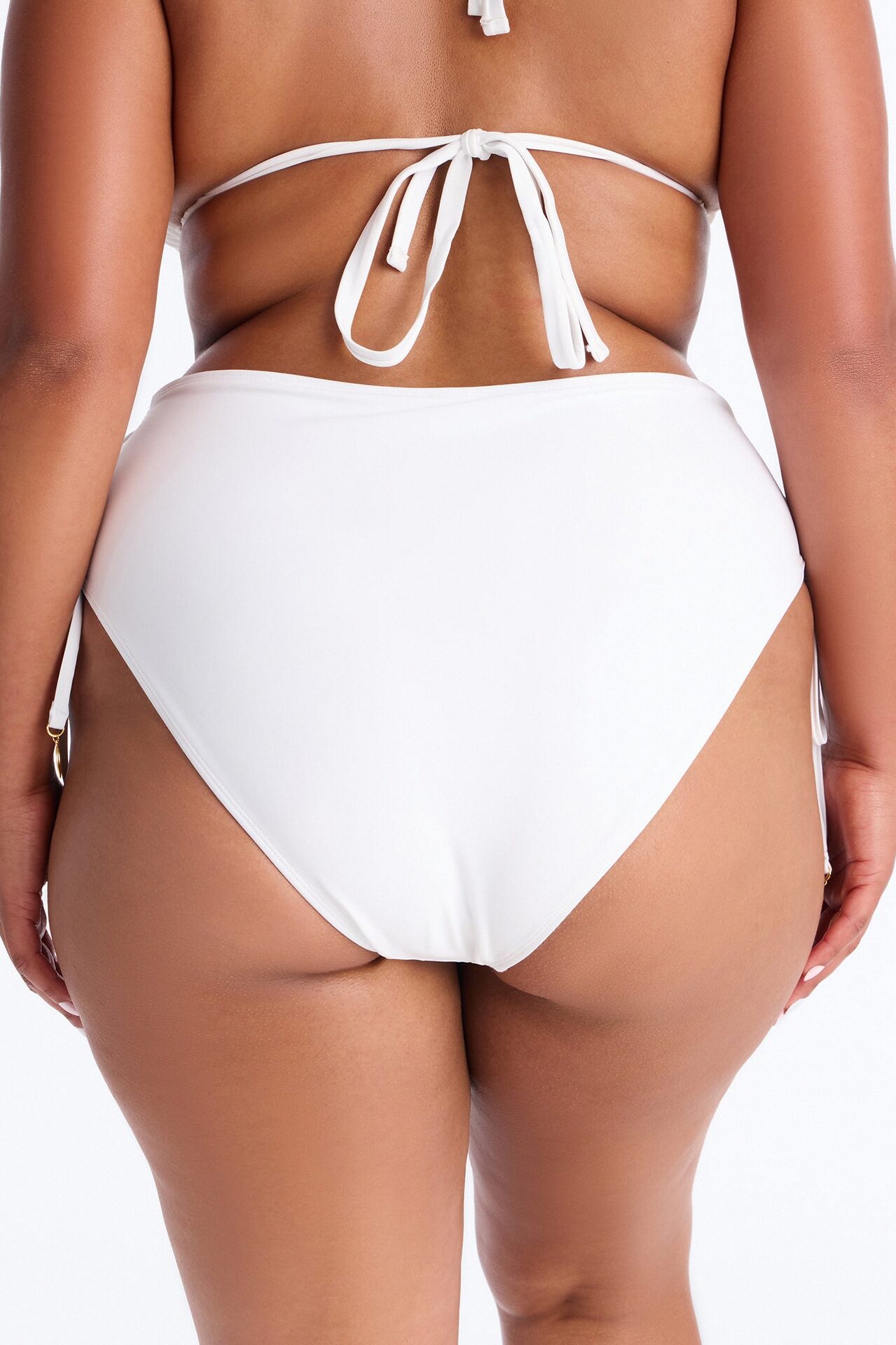Tie Me Down Lace Up High Waist Bikini Bottom - White