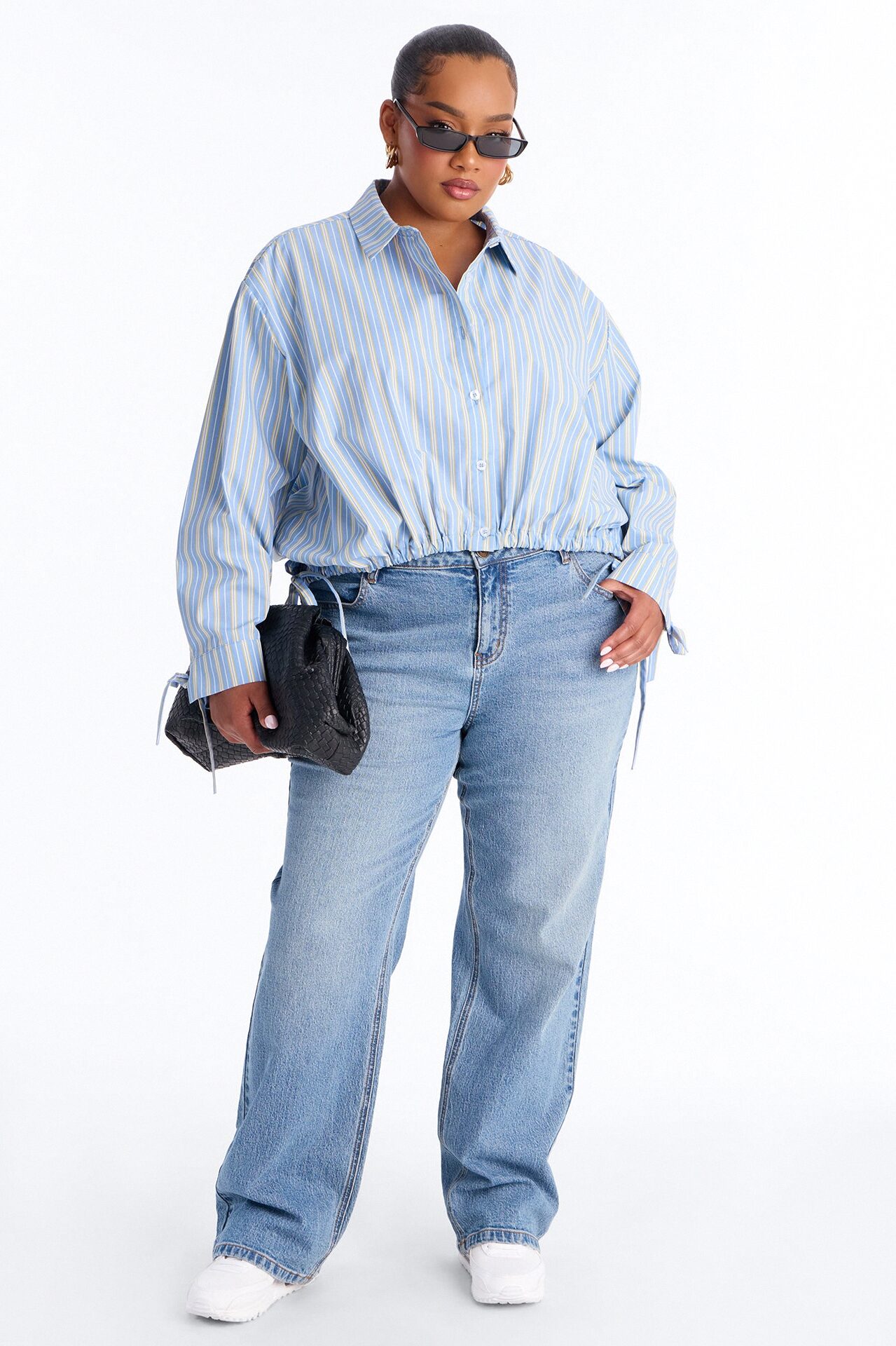 Charley Drawstring Pinstripe Shirt - Blue/combo