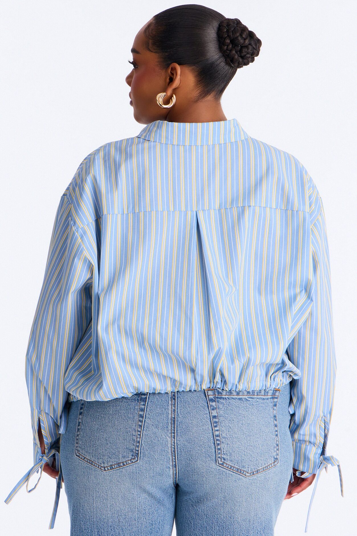 Charley Drawstring Pinstripe Shirt - Blue/combo