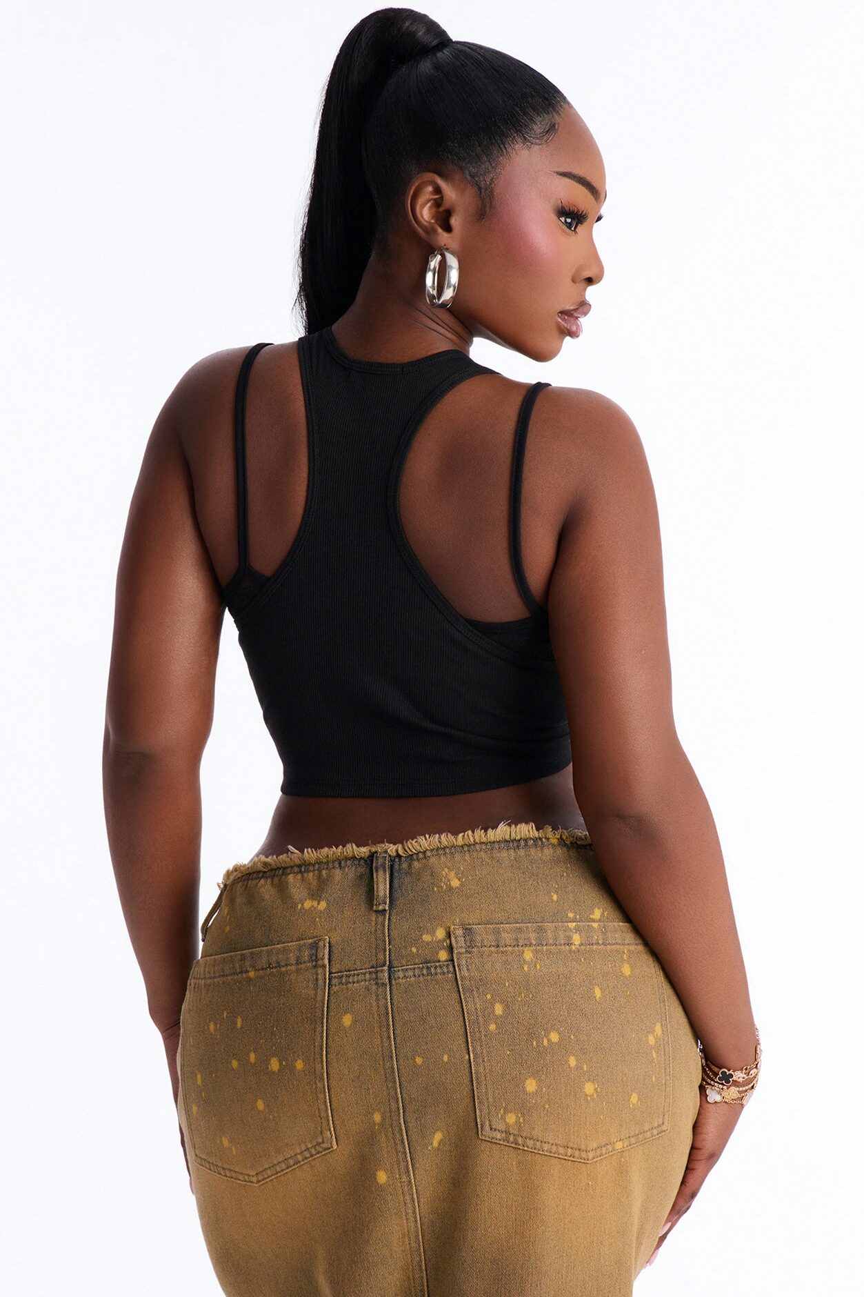 Here Comes Trouble 2Fer Cropped Tank - Black