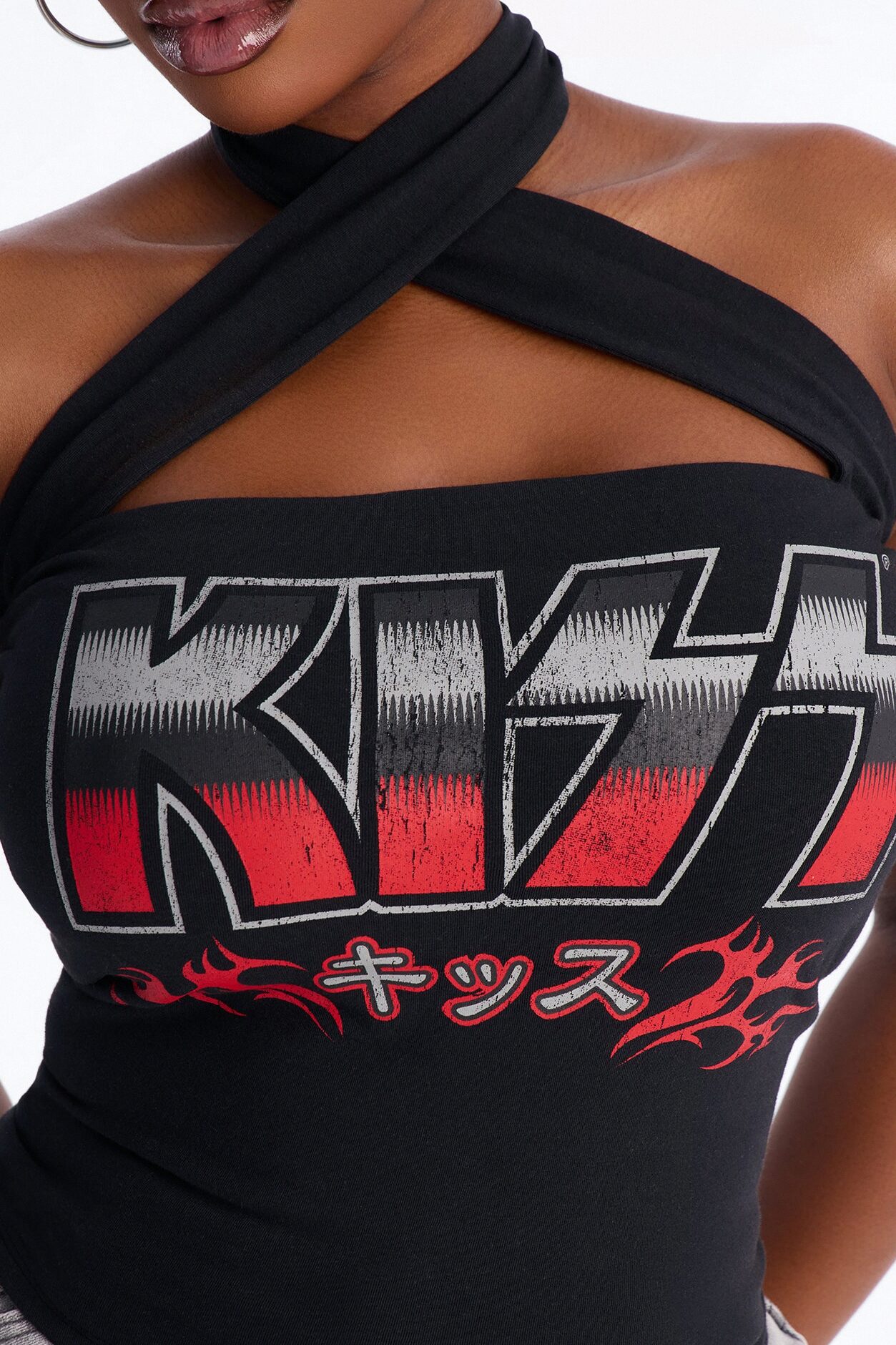 Kiss Criss Cross Halter Top - Black