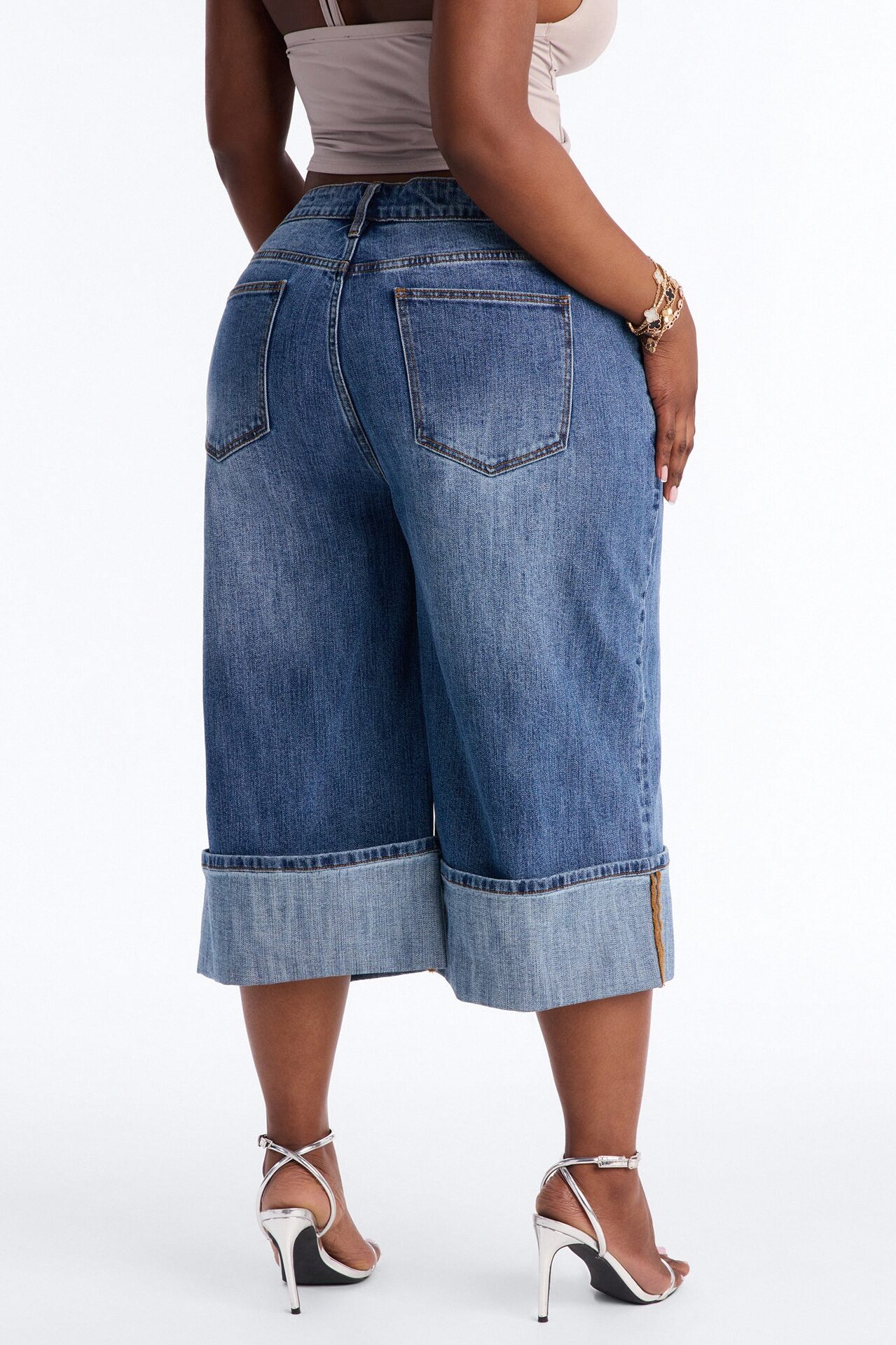 It's Clear To See Wide Leg Culotte Jeans - Dark Wash