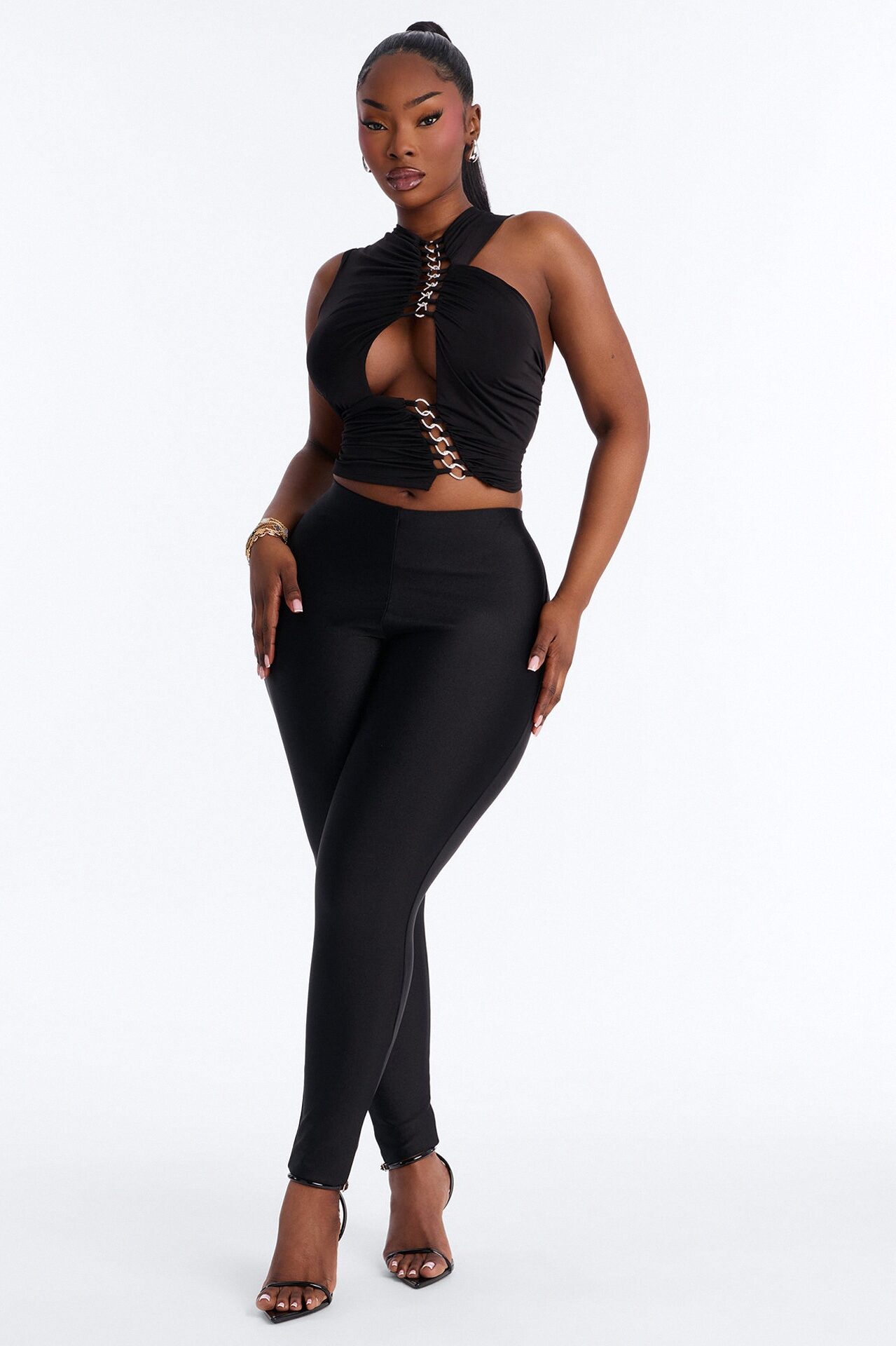 Tricot Low Rise Clean Waistband Legging - Black