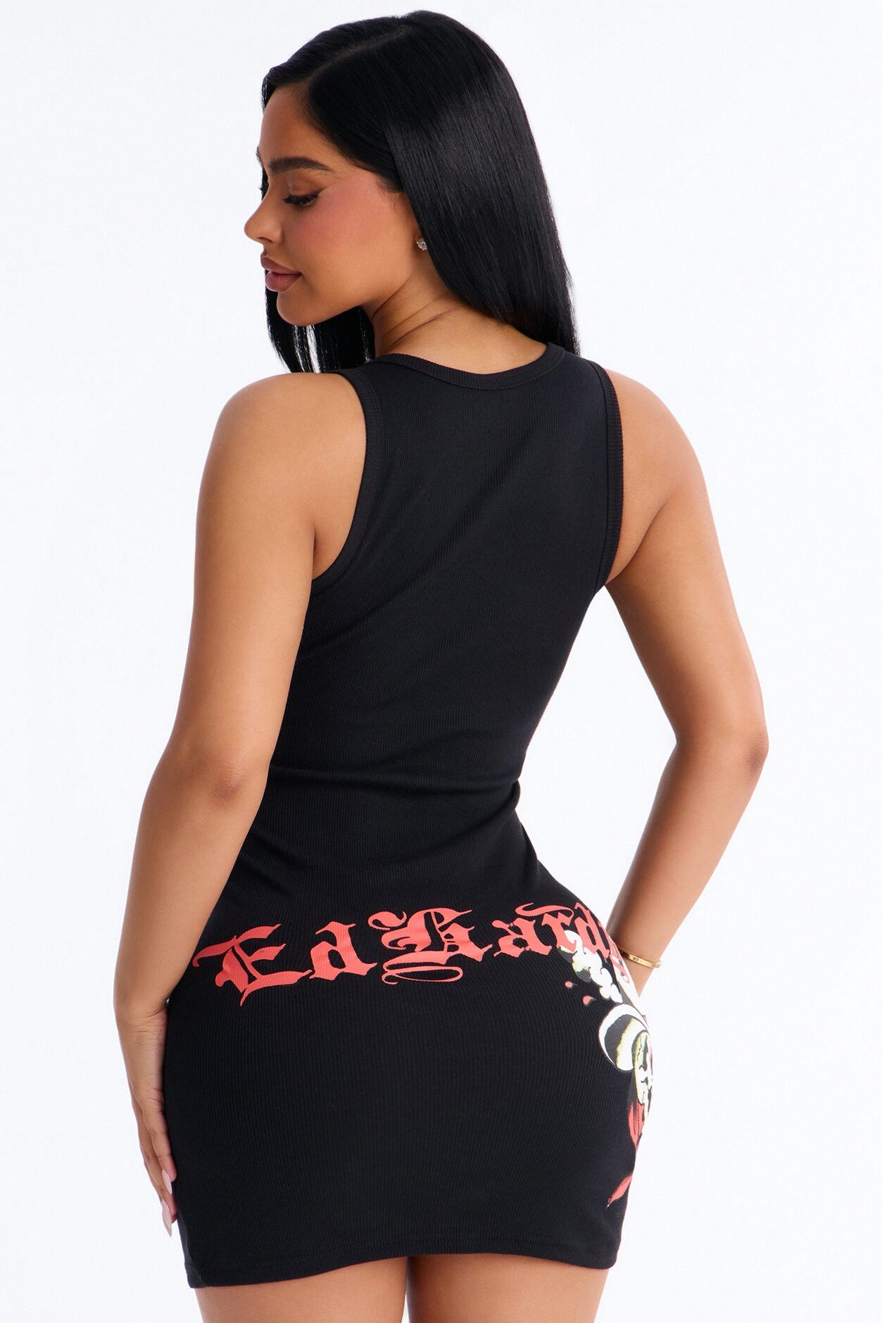 Ed Hardy Wild Horses Skull Tank Mini Dress - Black