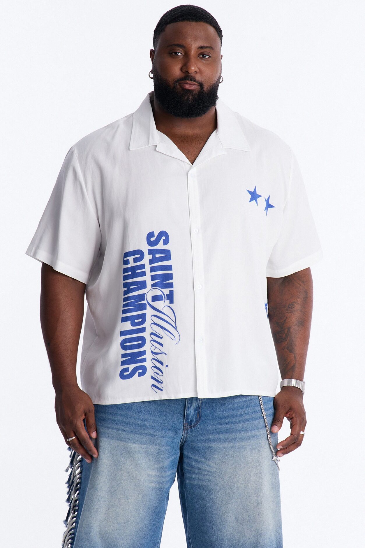 Saint Illusion Button Up Shirt - White