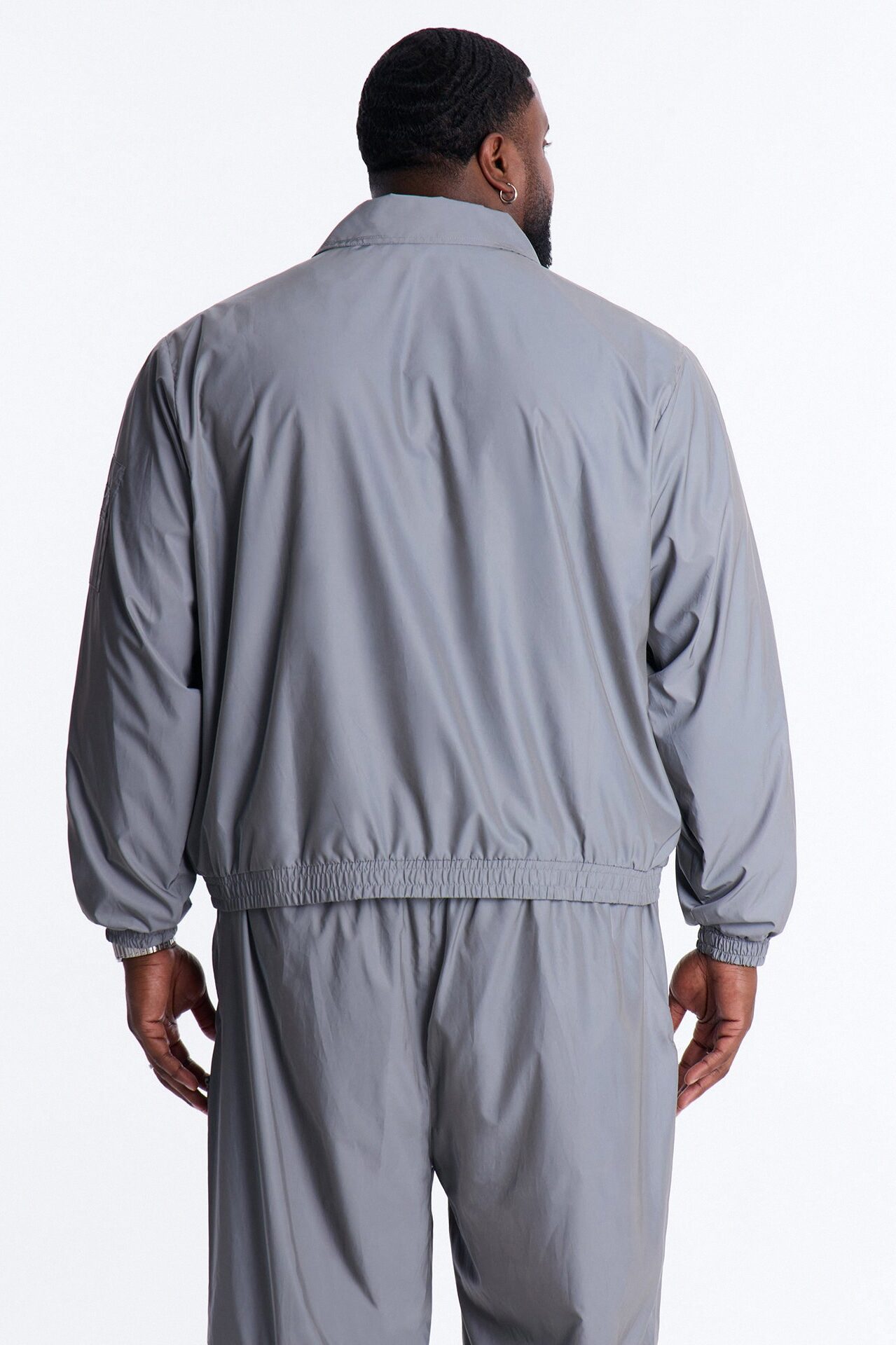 Cropped Relaxed Reflective Zip Bomber Jacket - Silver
