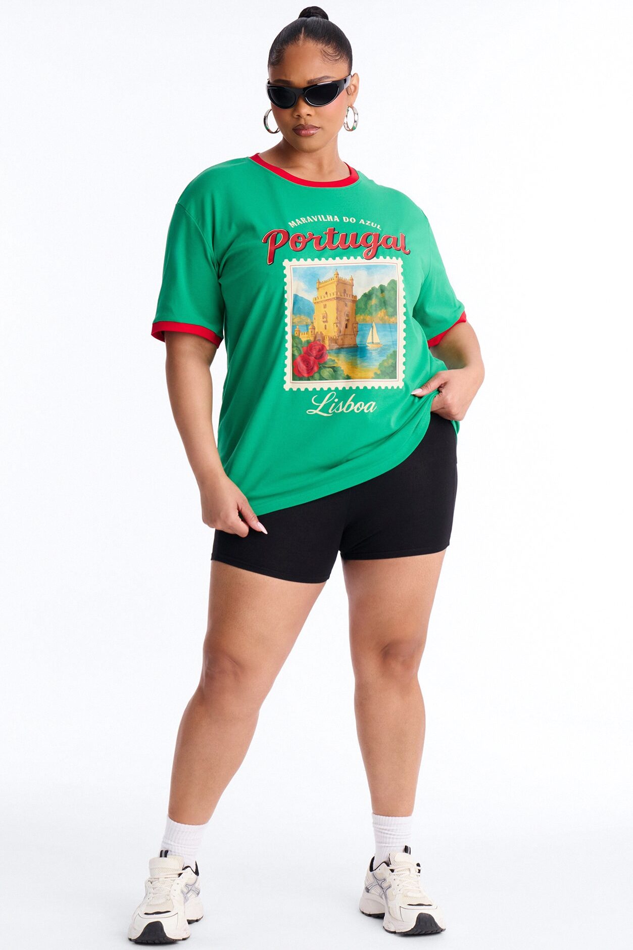 Portugal Oversized Ringer Tee - Green