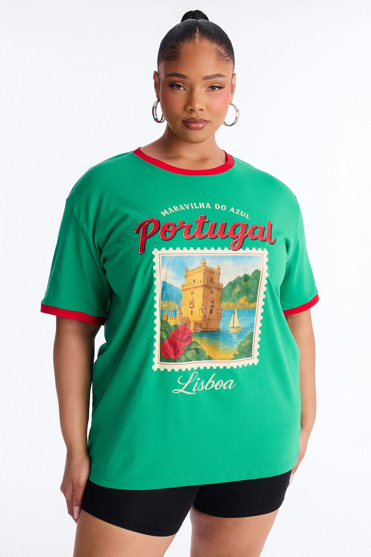 Portugal Oversized Ringer Tee - Green