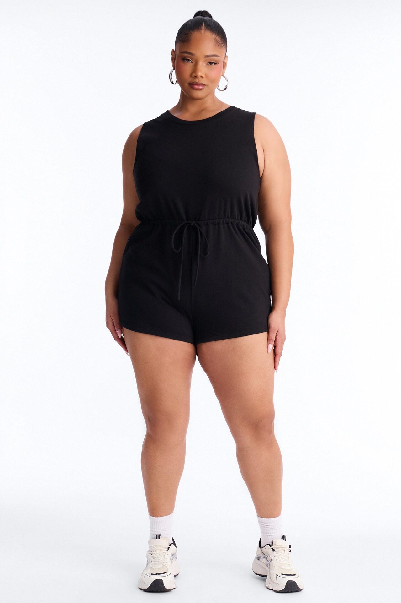 Weekend Chill French Terry Romper - Black