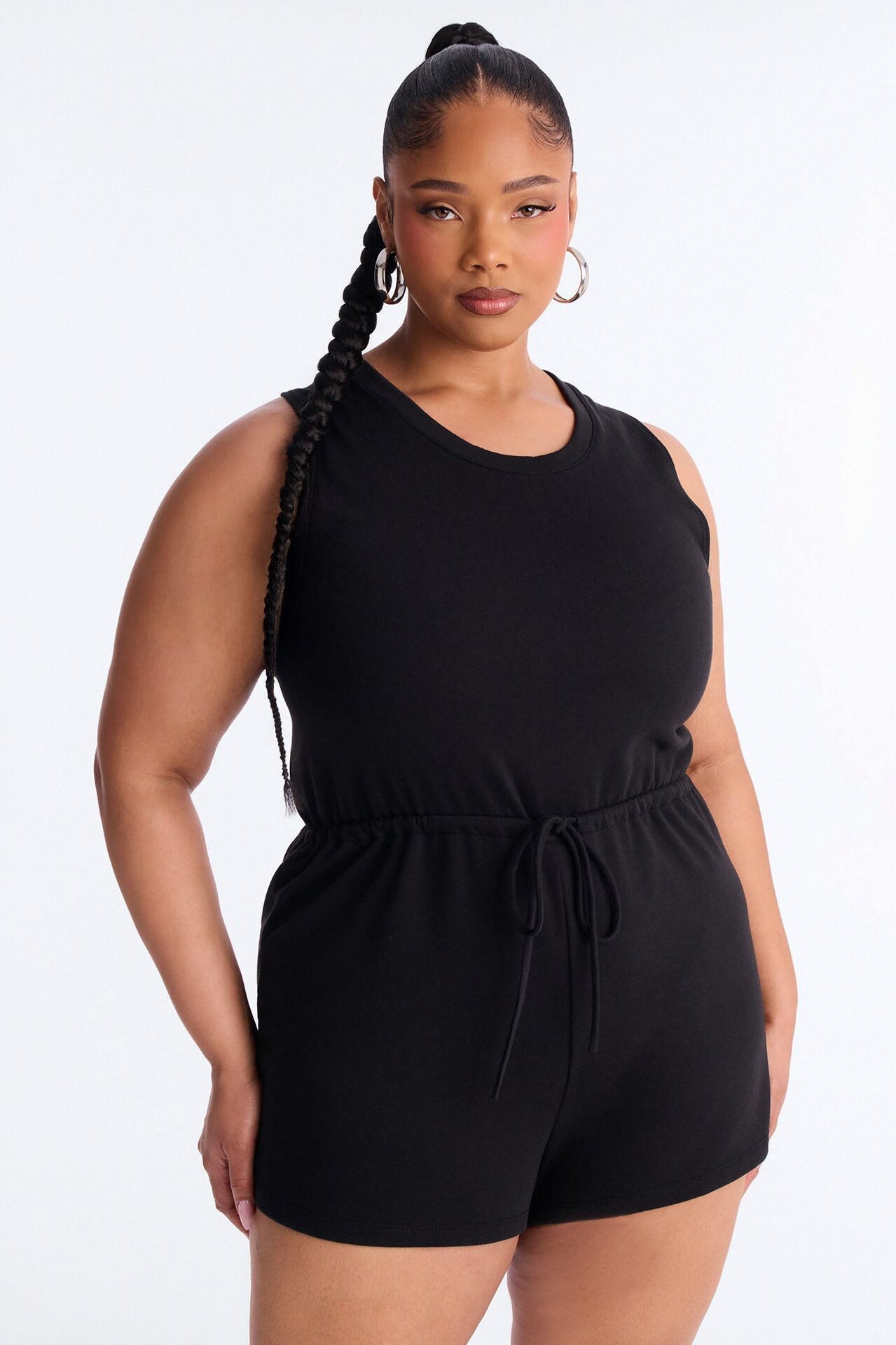 Weekend Chill French Terry Romper - Black