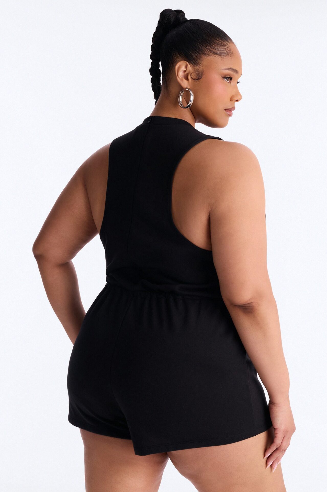 Weekend Chill French Terry Romper - Black