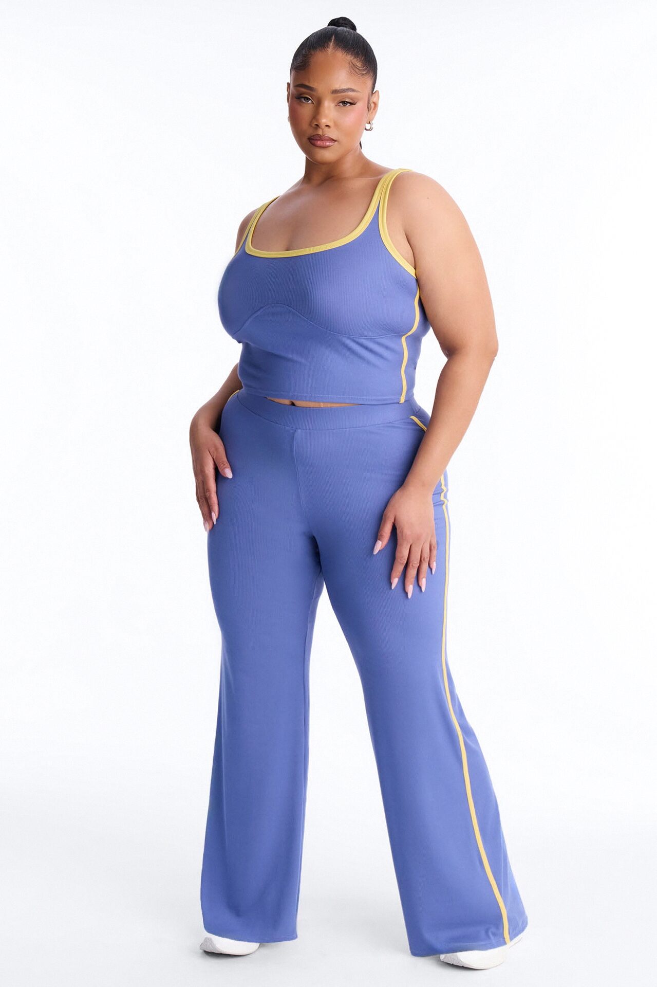 Mica Ribbed Pant Set - Denim