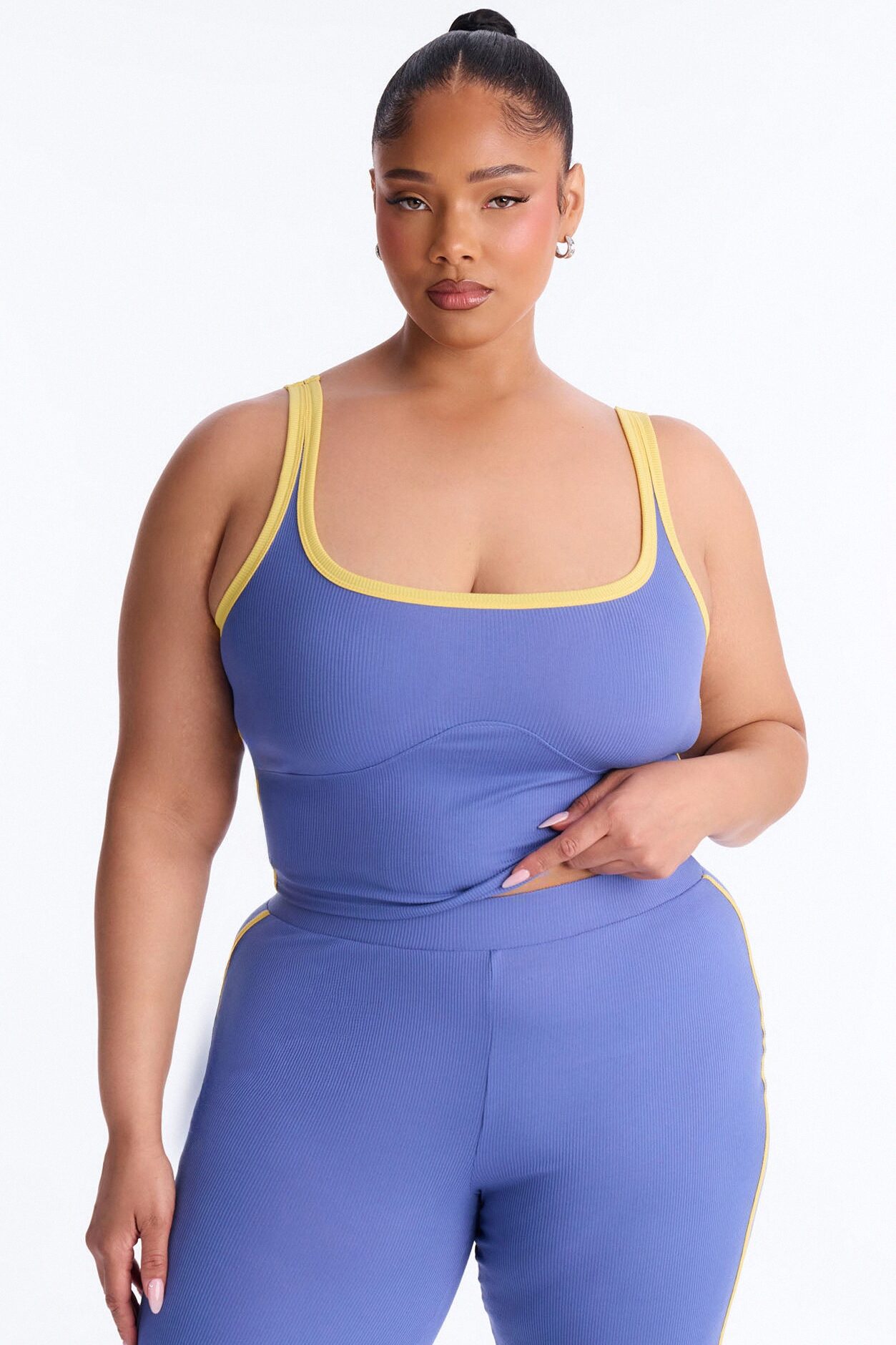 Mica Ribbed Pant Set - Denim