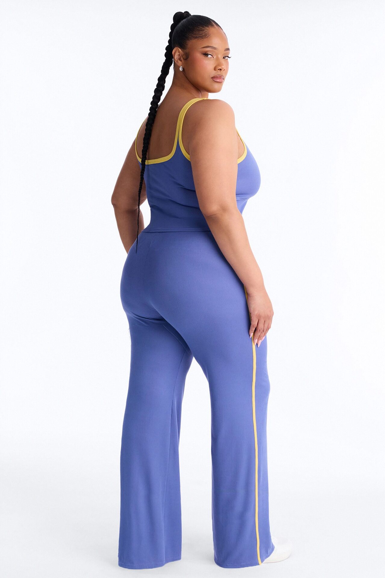 Mica Ribbed Pant Set - Denim