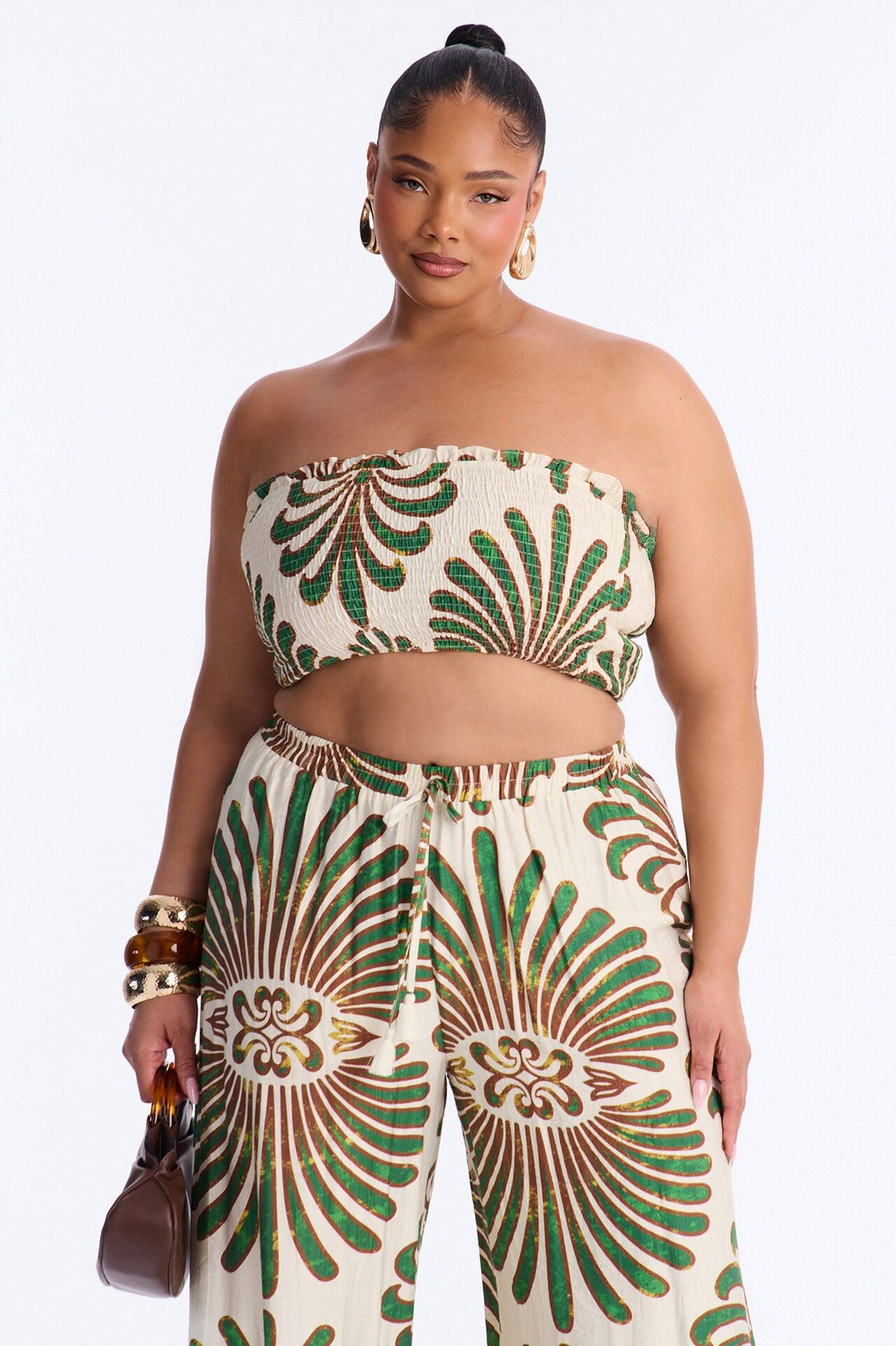 Jenna Printed Linen Pant Set - Green/combo