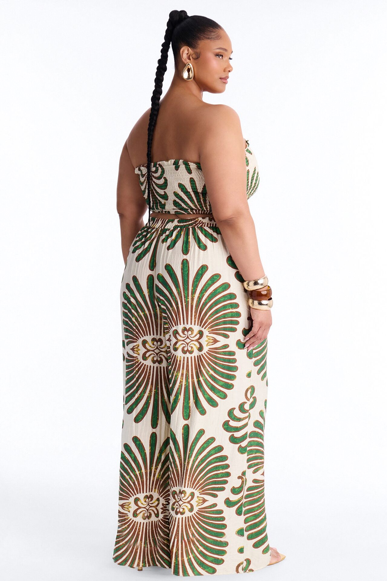 Jenna Printed Linen Pant Set - Green/combo