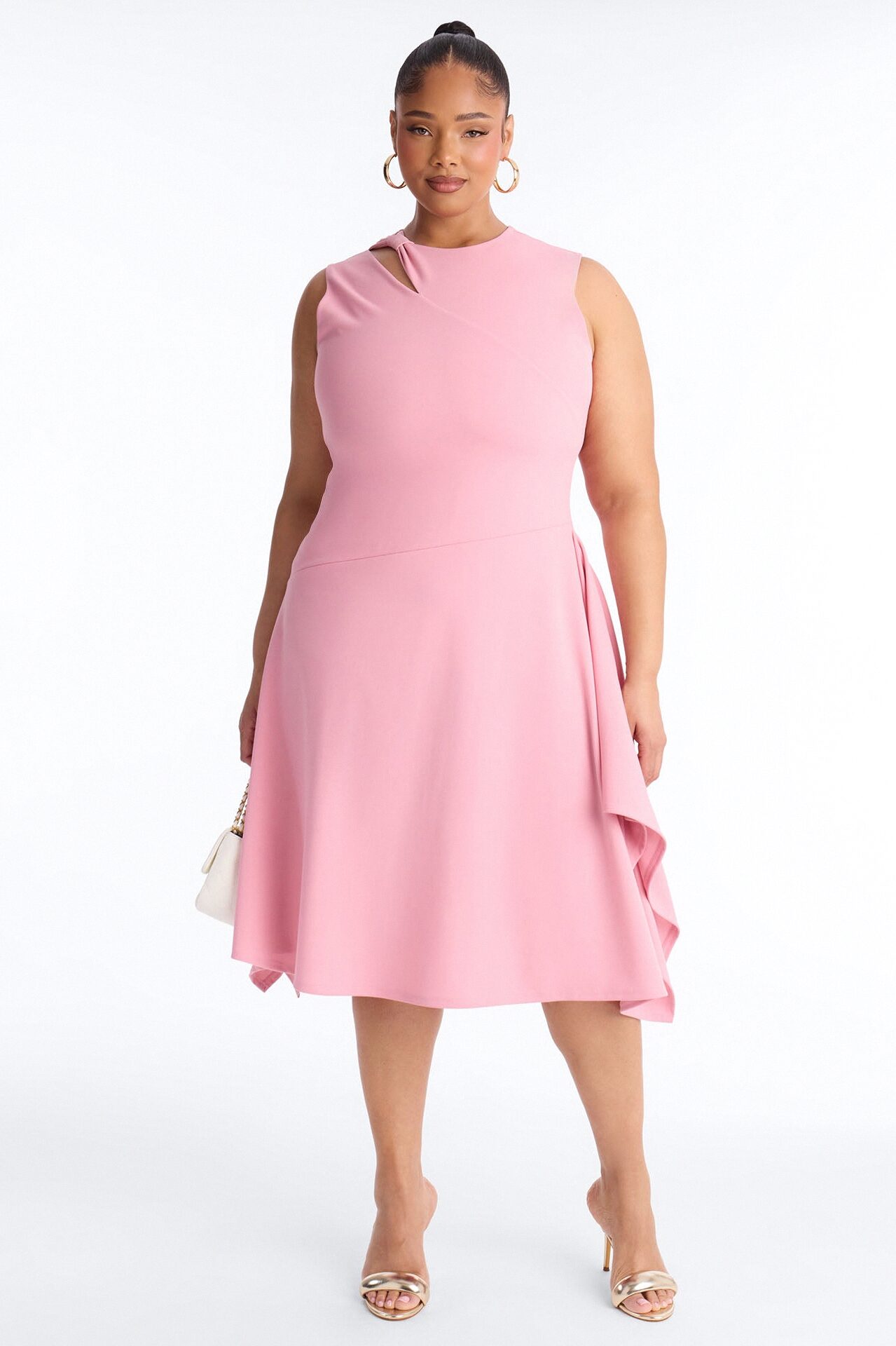 Ninna Asymmetrical Midi Dress - Blush