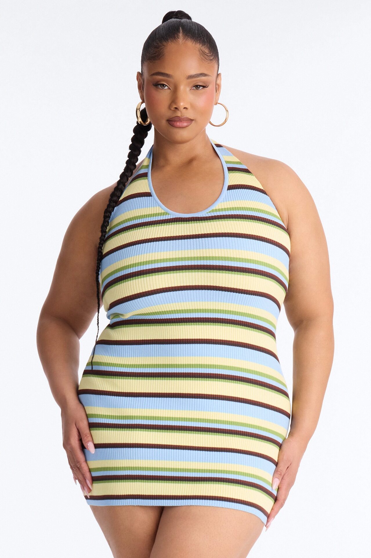 Jada Striped Sweater Mini Dress - Blue/combo