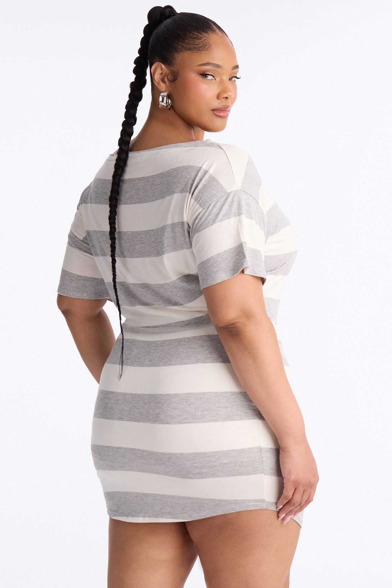 Sawyer Short Sleeve Striped Mini Dress - Grey/combo