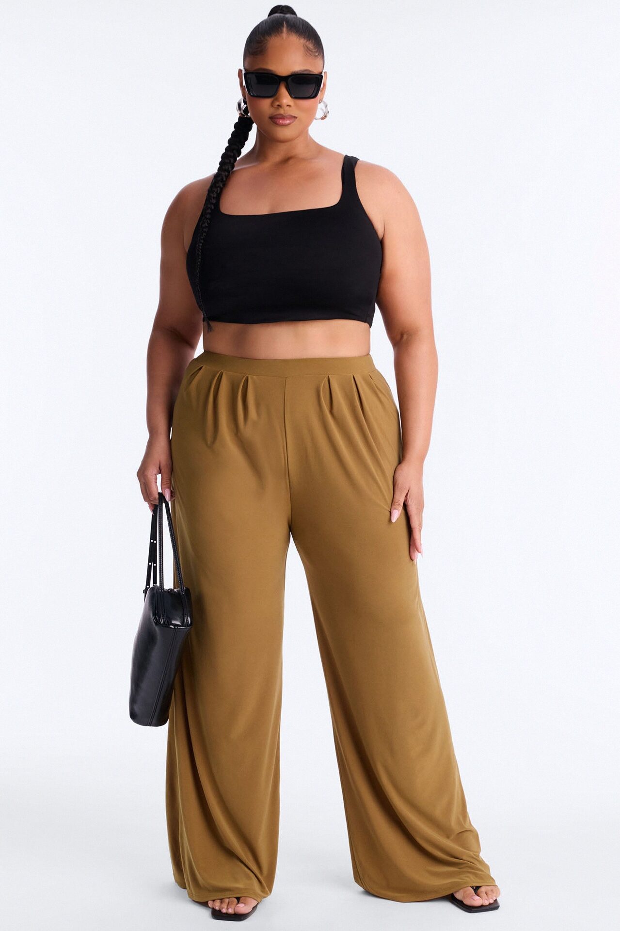 Dottie Slinky Relaxed Wide Leg Pant 32″ - Olive