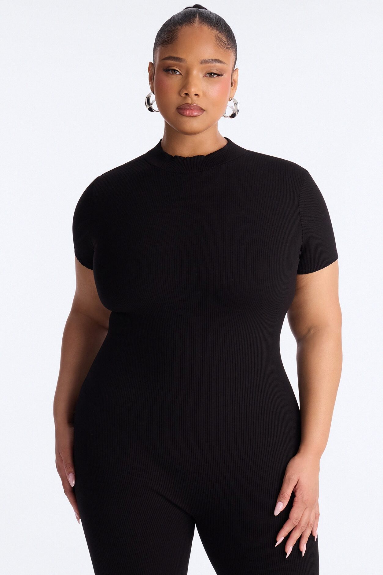 Maribel Short Sleeve Capri Jumpsuit - Black