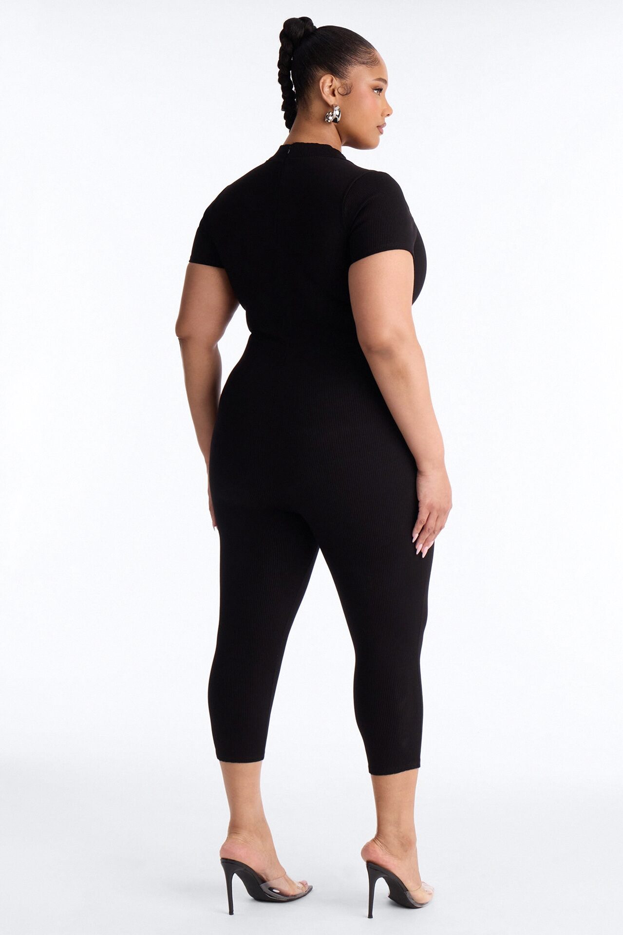 Maribel Short Sleeve Capri Jumpsuit - Black