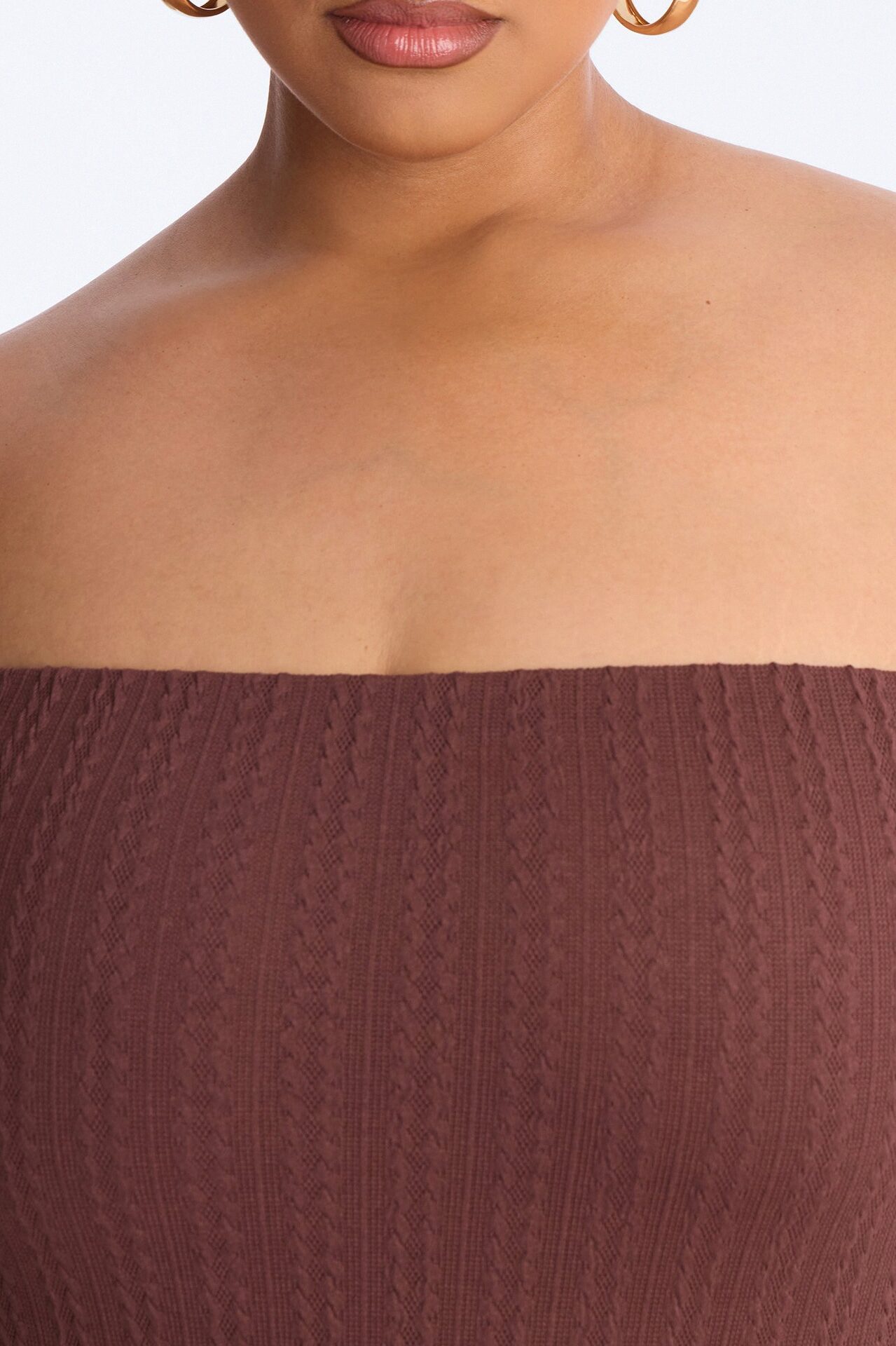 Marissa Cable Knit Micro Romper - Chocolate