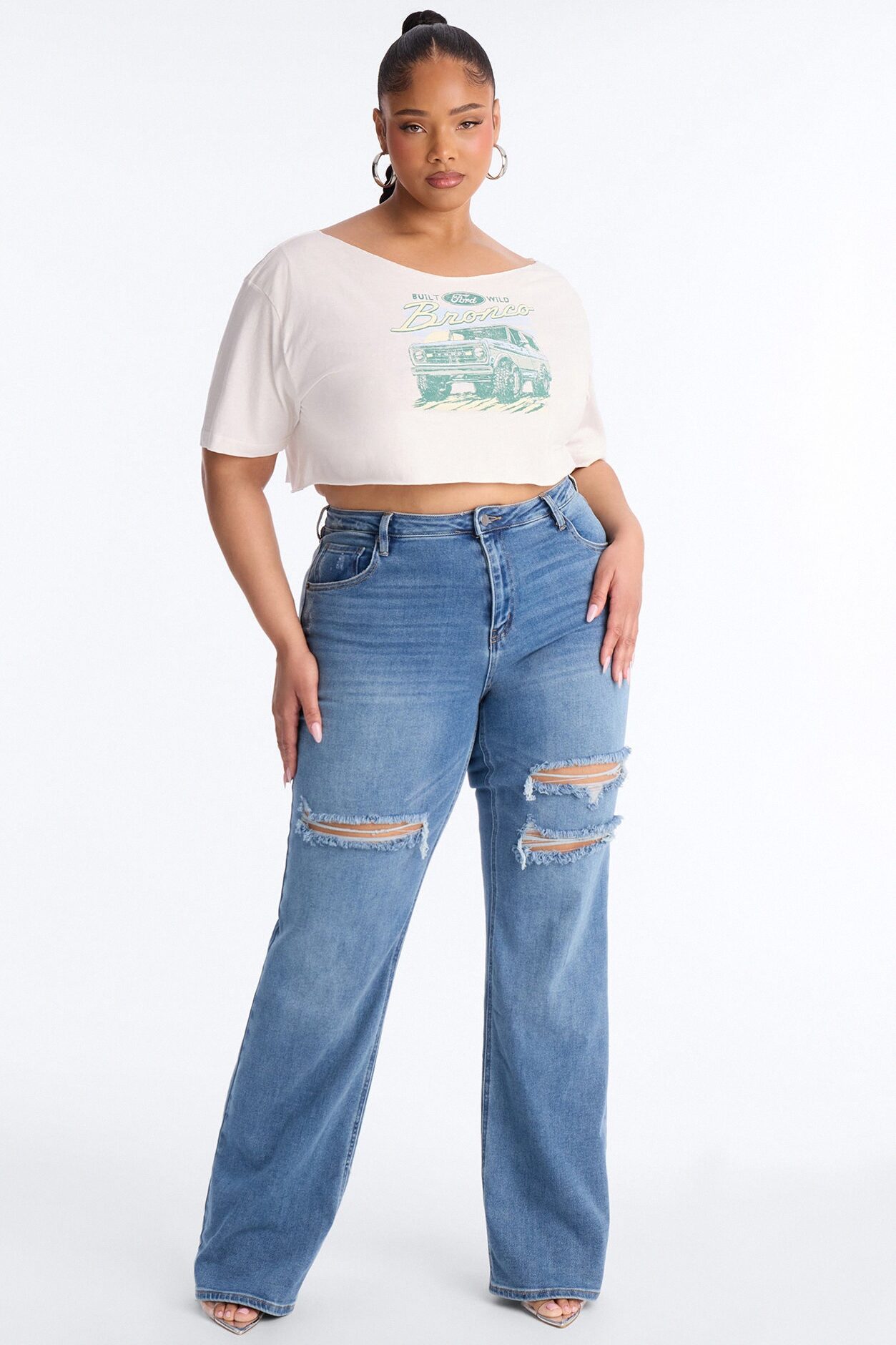 Bronco Off Shoulder Tee - Cream