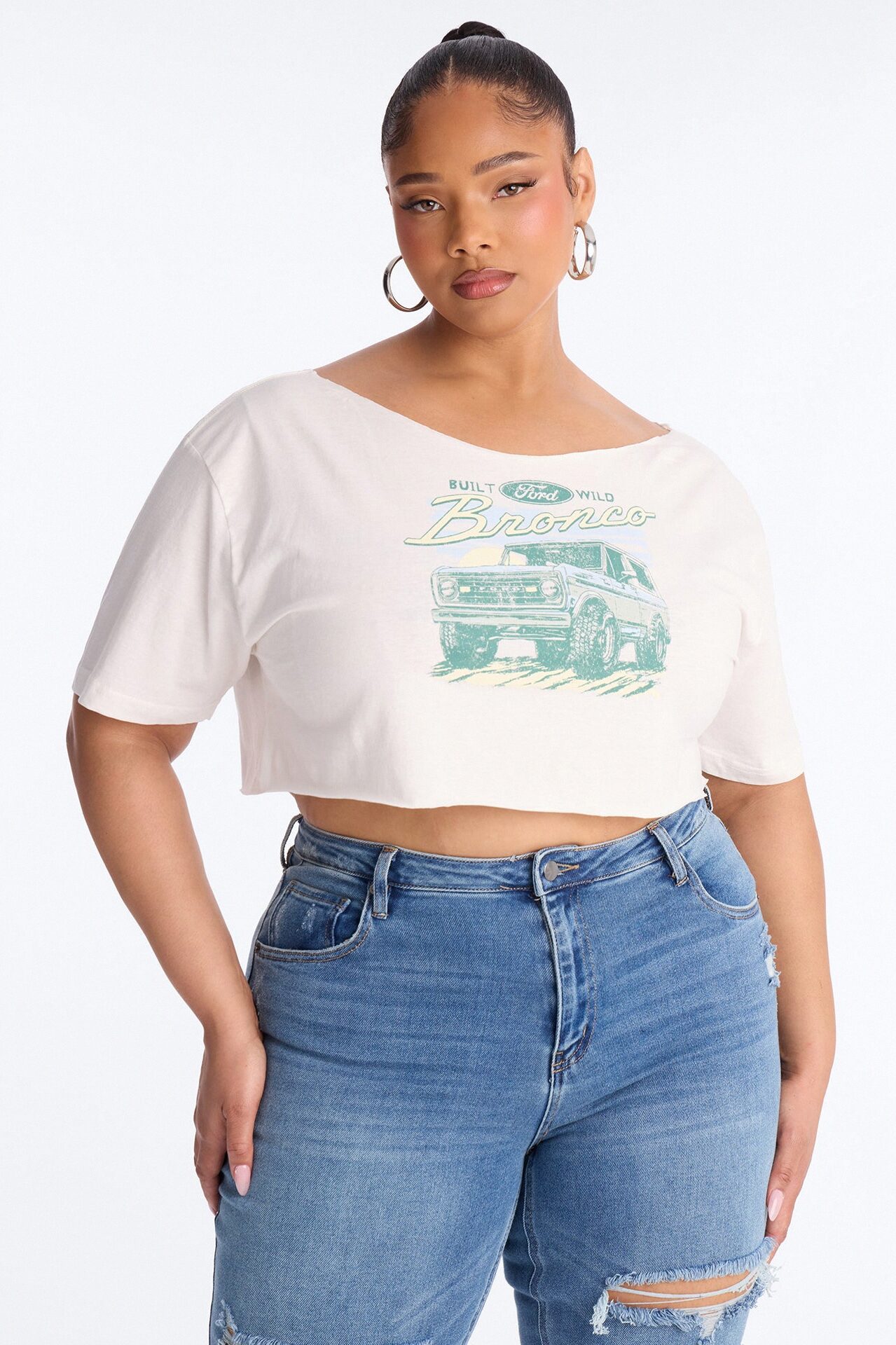 Bronco Off Shoulder Tee - Cream