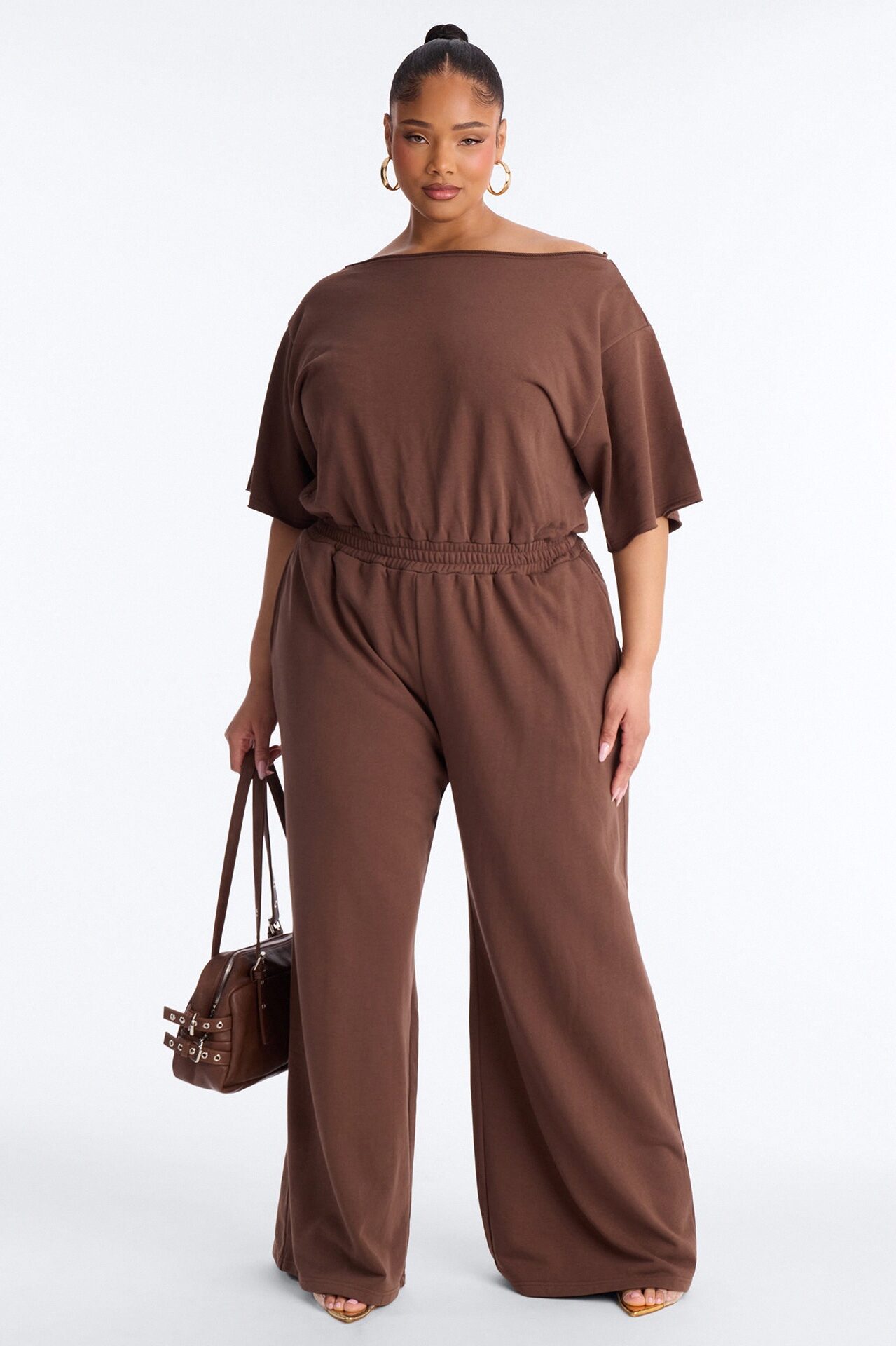 Sunday Lounge Wide Leg Jumpsuit - Chocolate