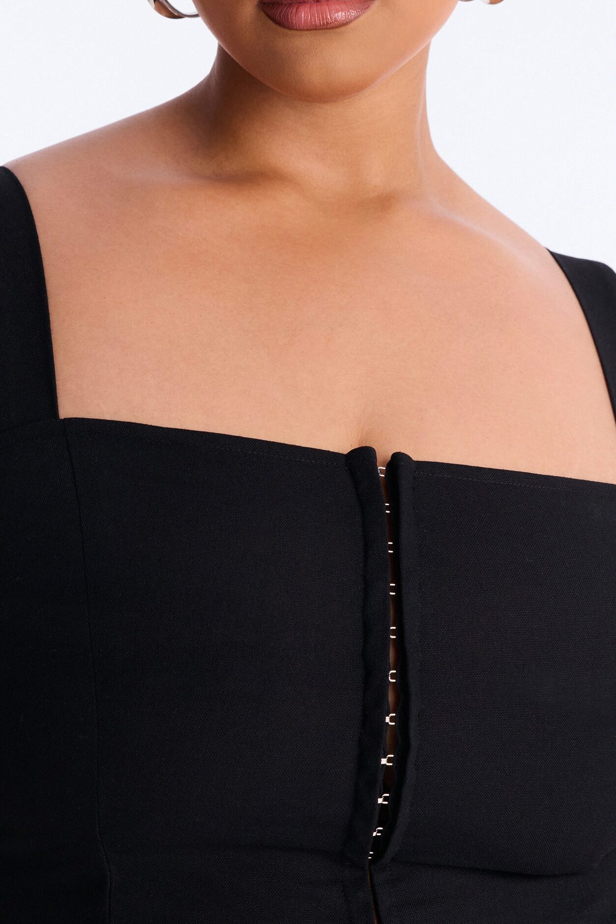 Tan Lines Smocked Linen Top - Black