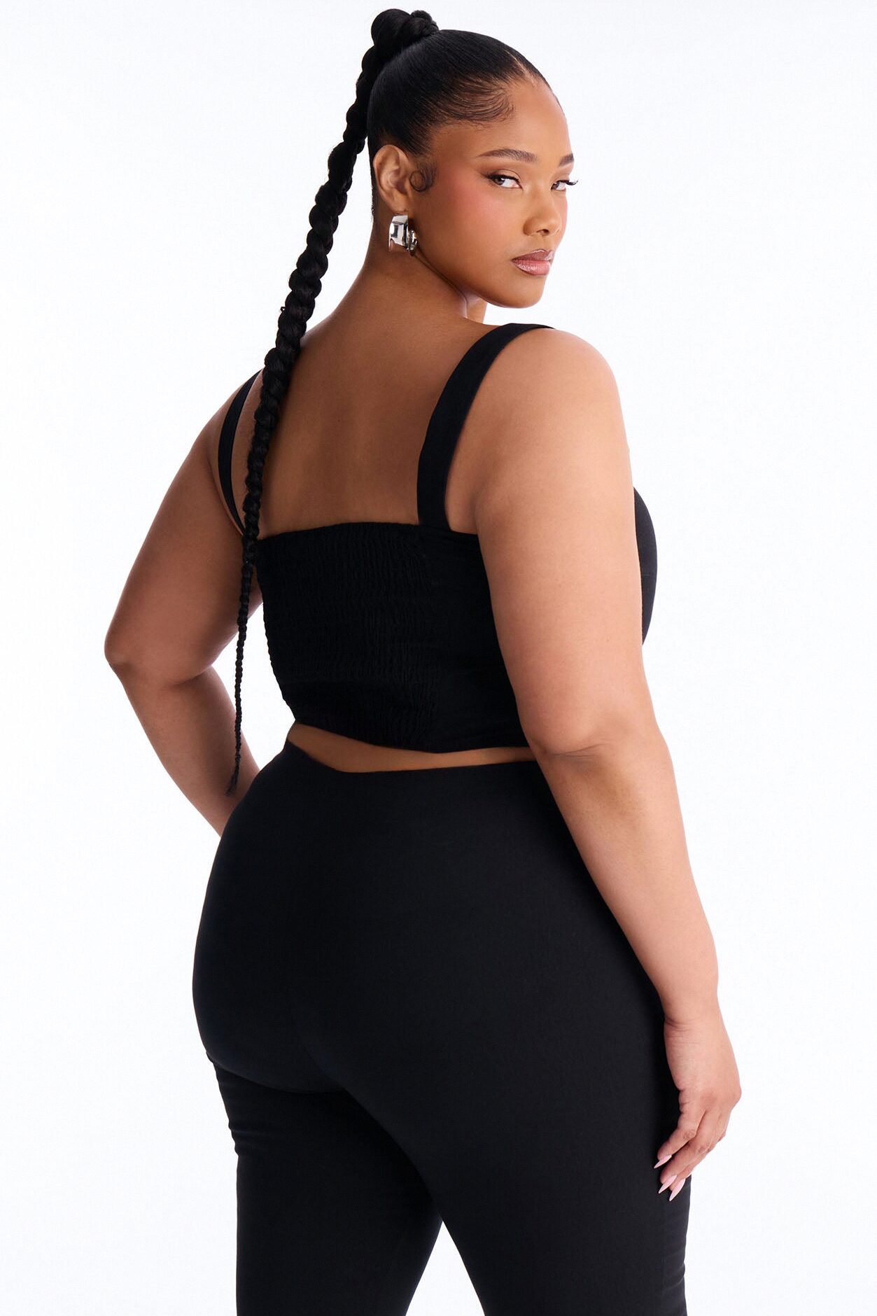 Tan Lines Smocked Linen Top - Black