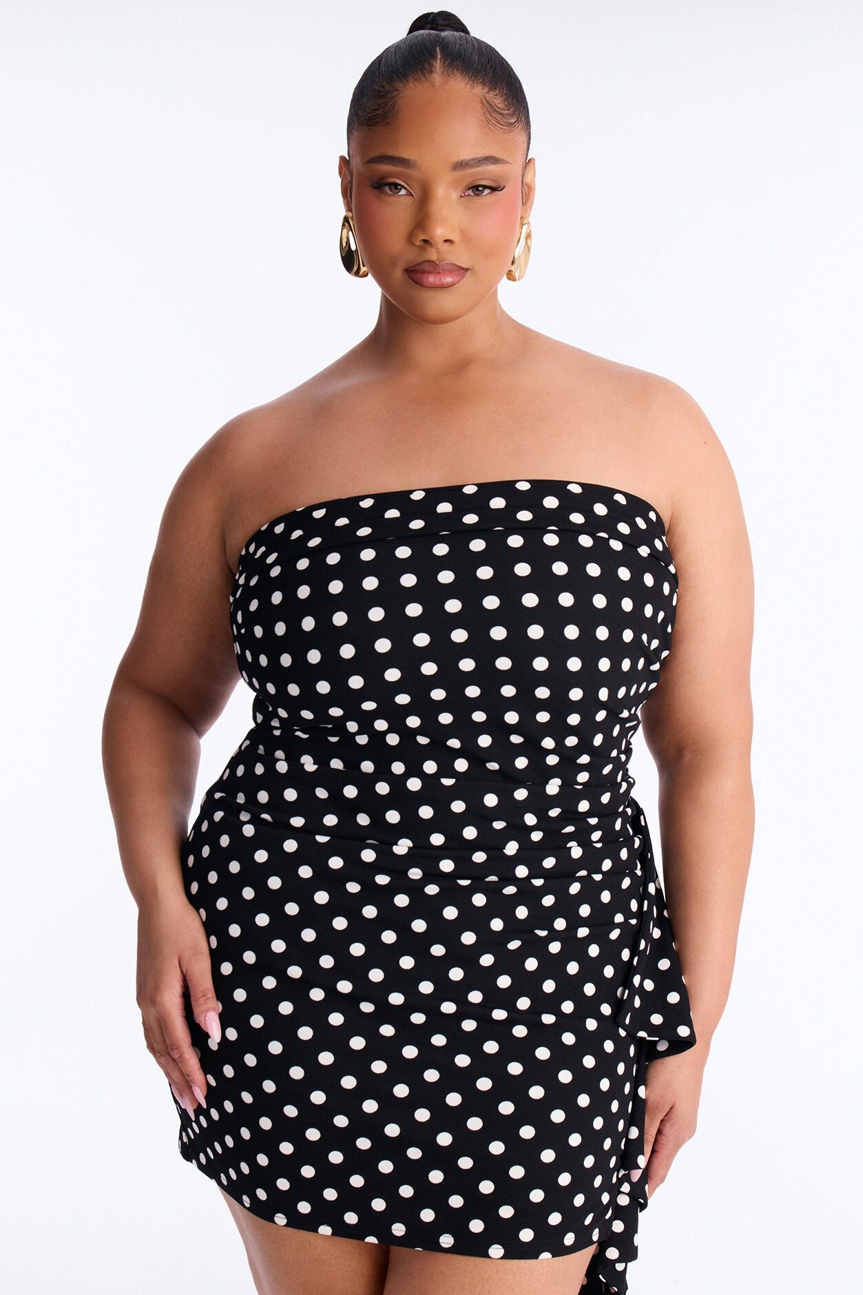 Esme Strapless Polka Dot Mini Dress - Black/White