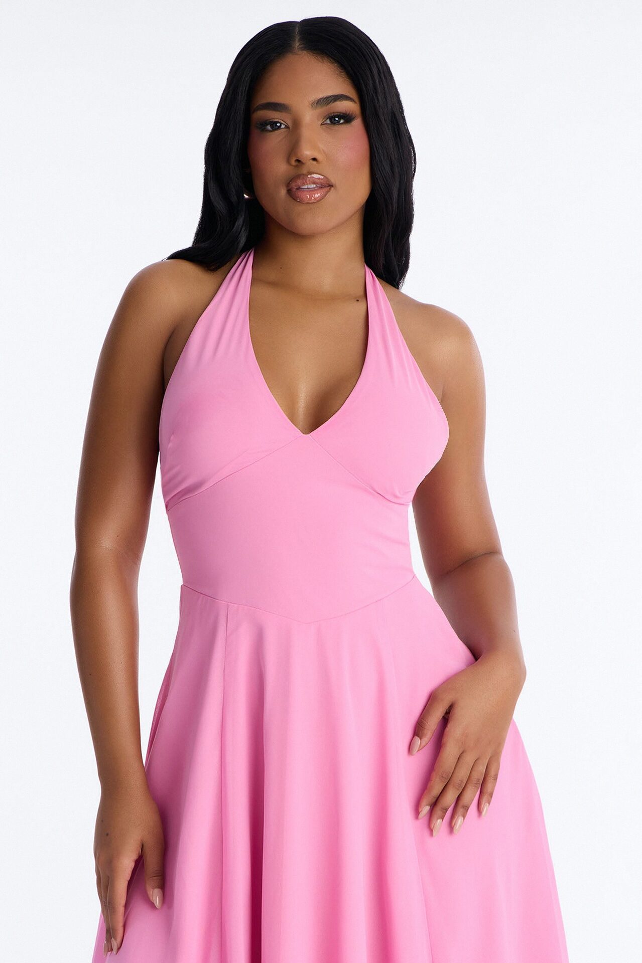 Holland Halter Chiffon Midi Dress - Pink