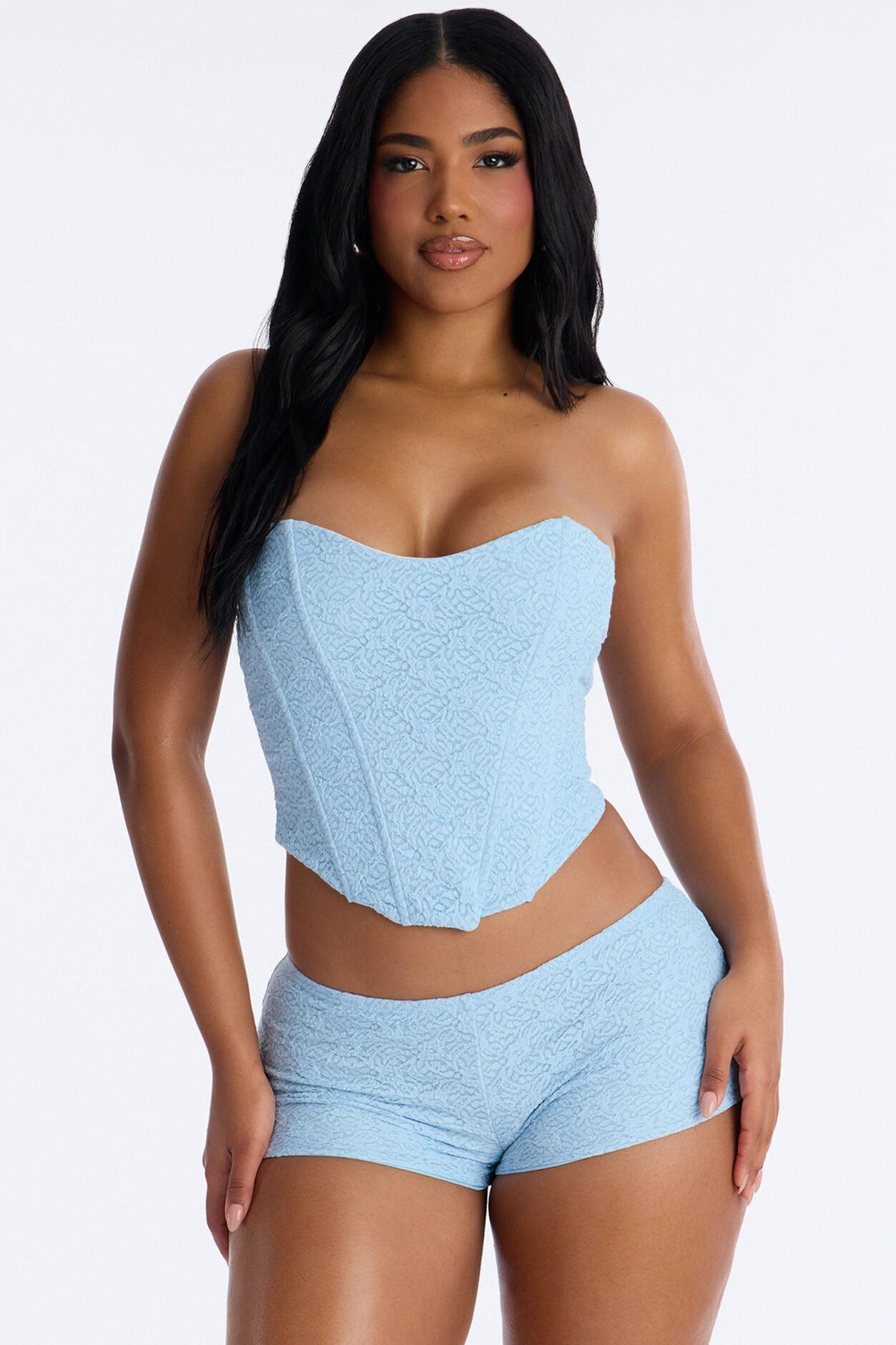 Maribel Lace Short Set - Light Blue