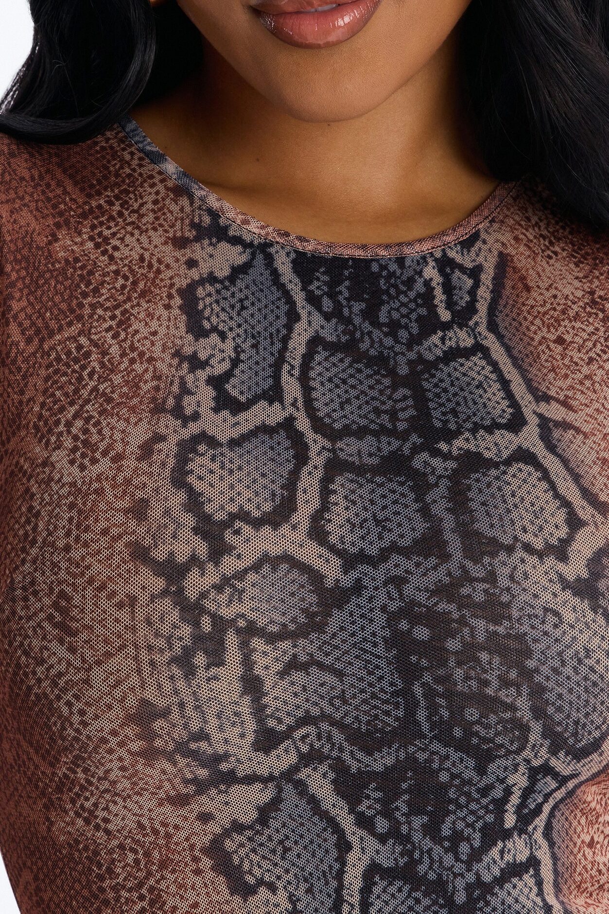 The Moment Mesh Maxi Dress - Brown/combo