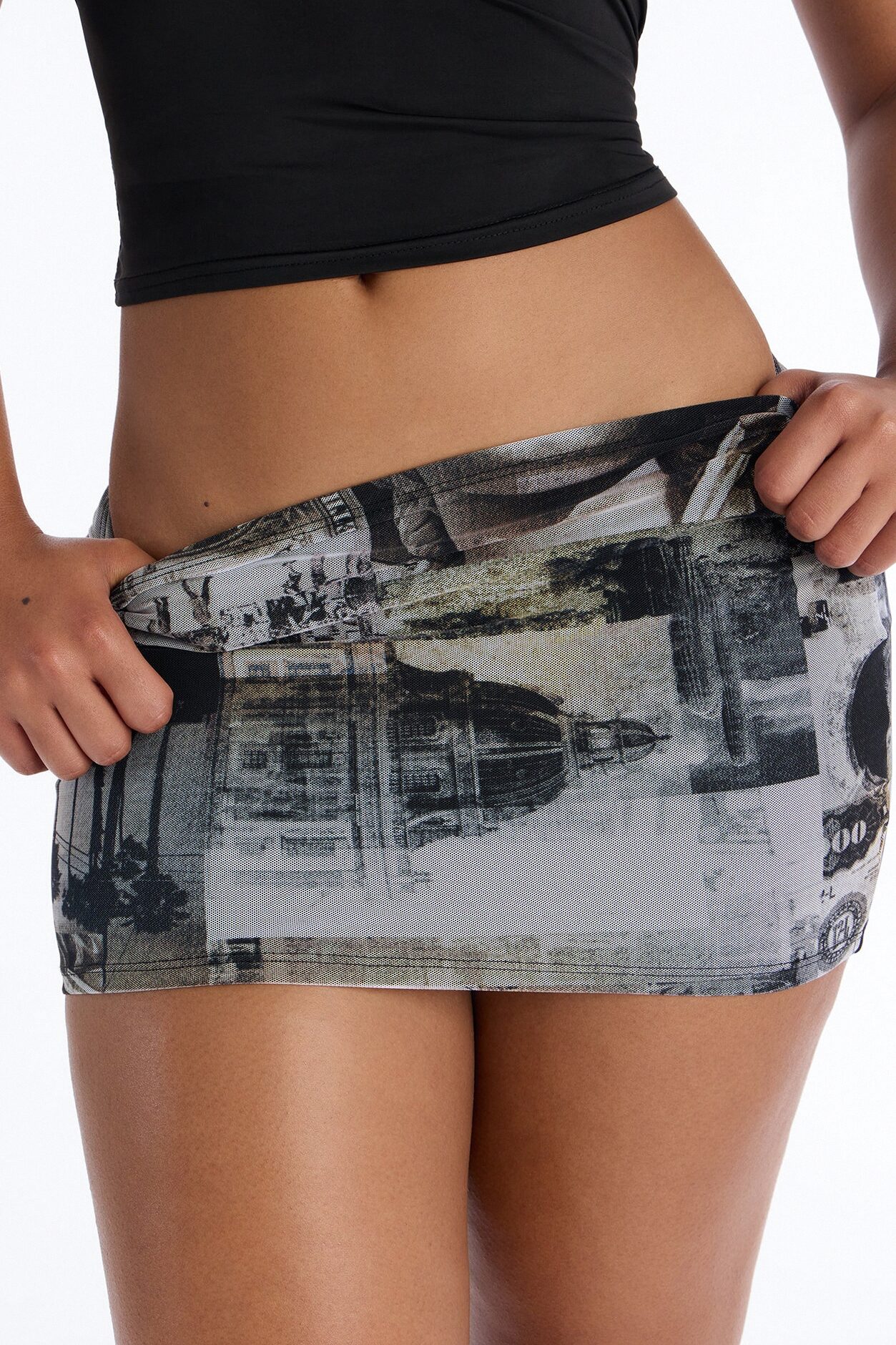 Clock It Mesh Micro Mini Skirt - Black/combo