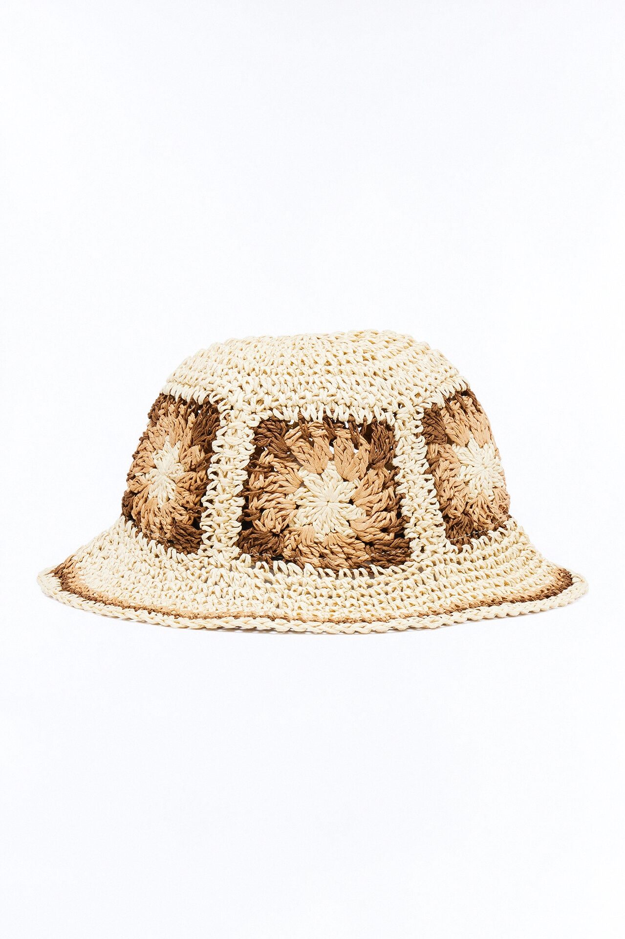 Under The Palm Trees Straw Bucket Hat - Natural/Combo