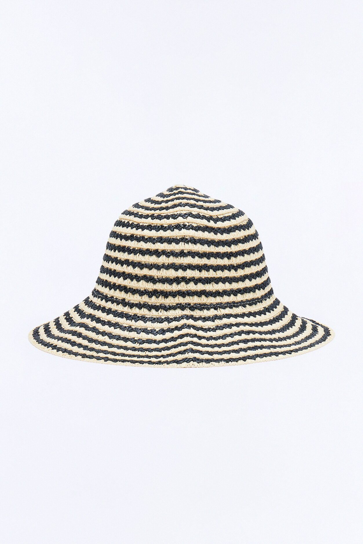 Stripe & Straw Bucket Hat - Natural/Combo