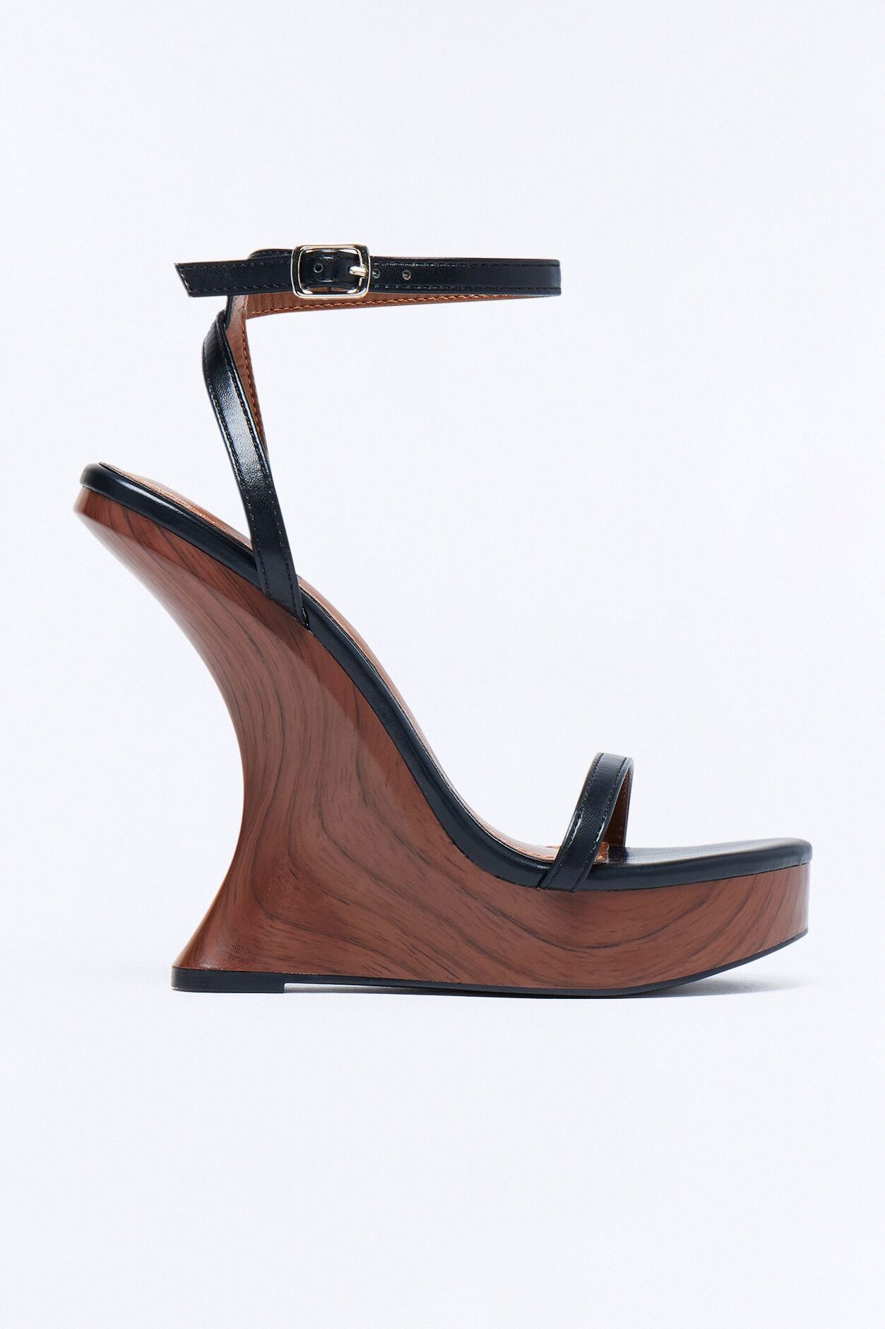 Fayer Wood Platform Wedges - Black