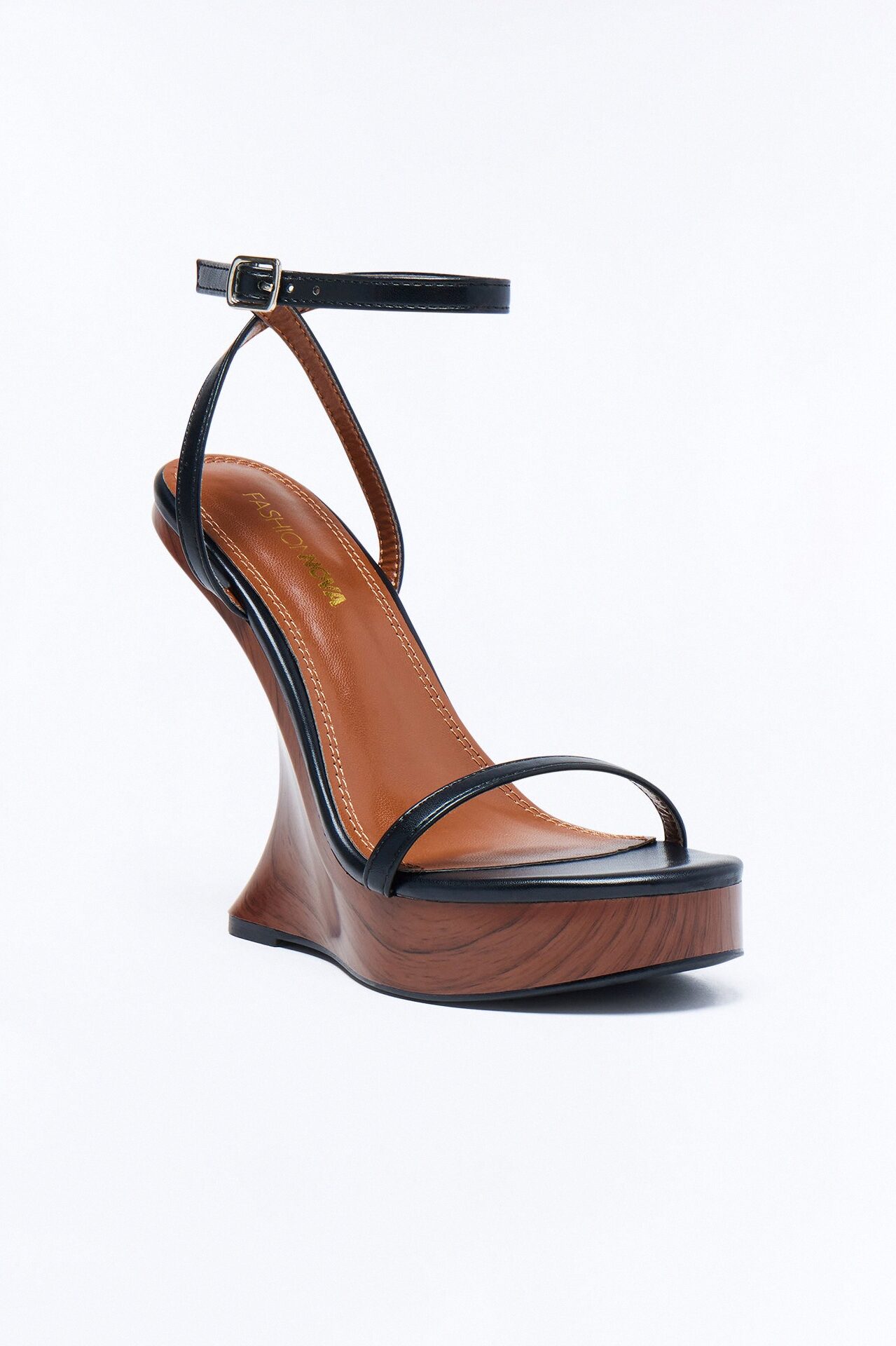 Fayer Wood Platform Wedges - Black