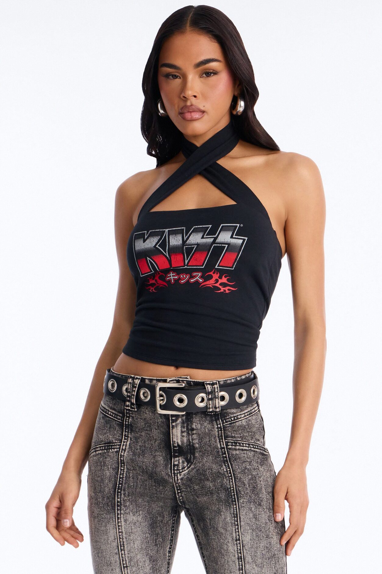 Kiss Criss Cross Halter Top - Black