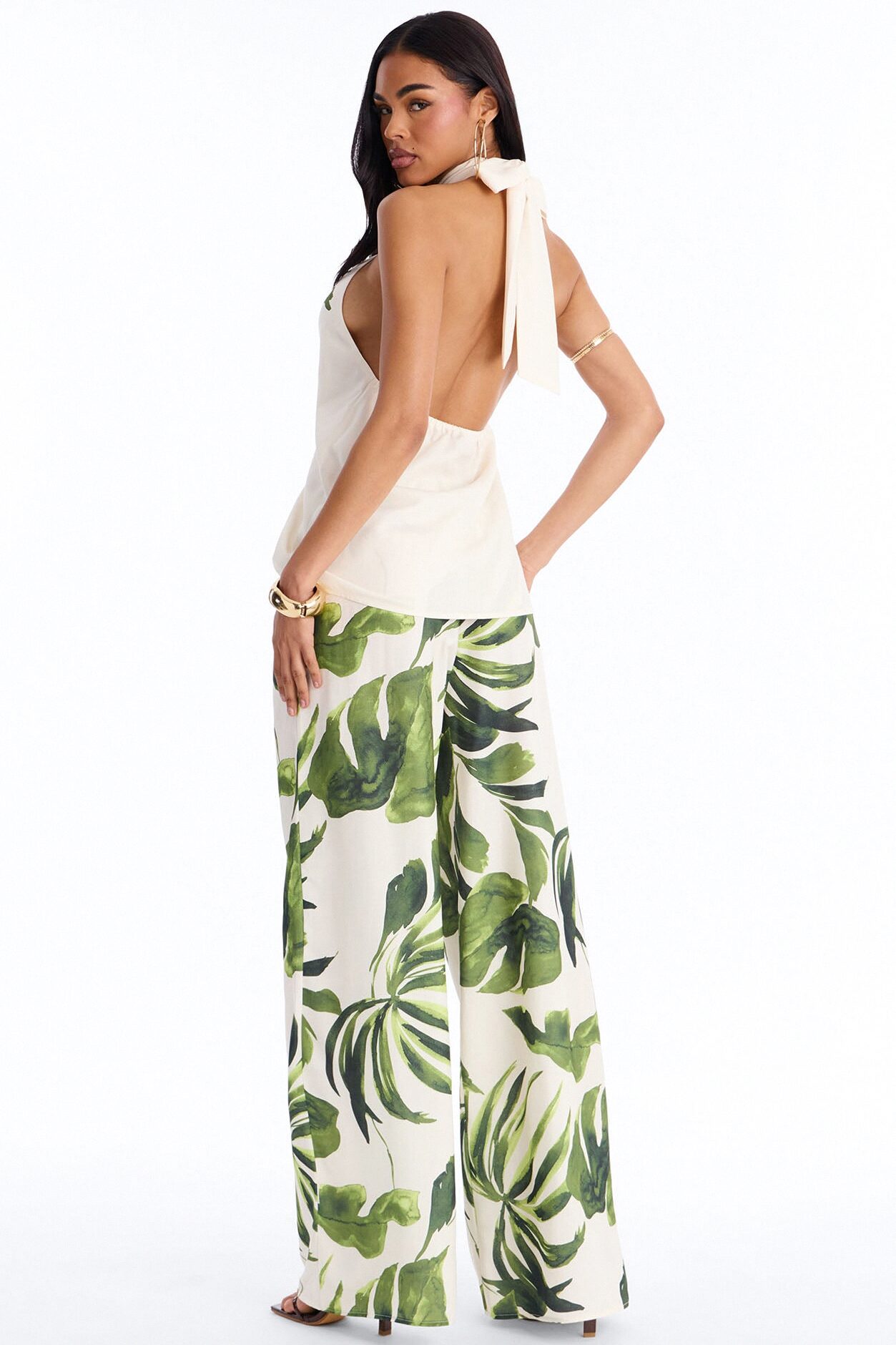 For The Moment Tropical Halter Pant Set - Green/combo