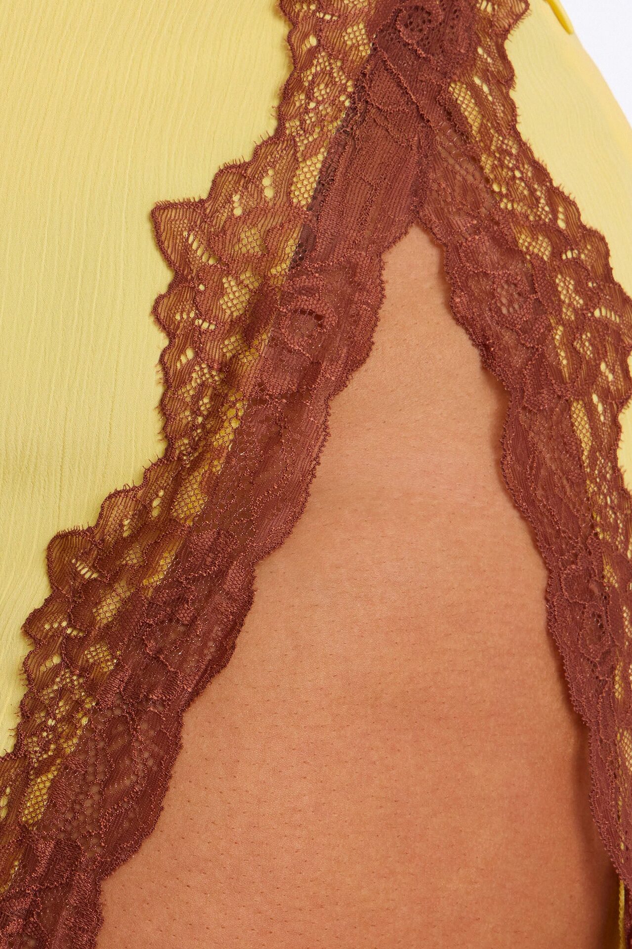 Love Like Mine Lace Trim Mini Skirt - Yellow/combo