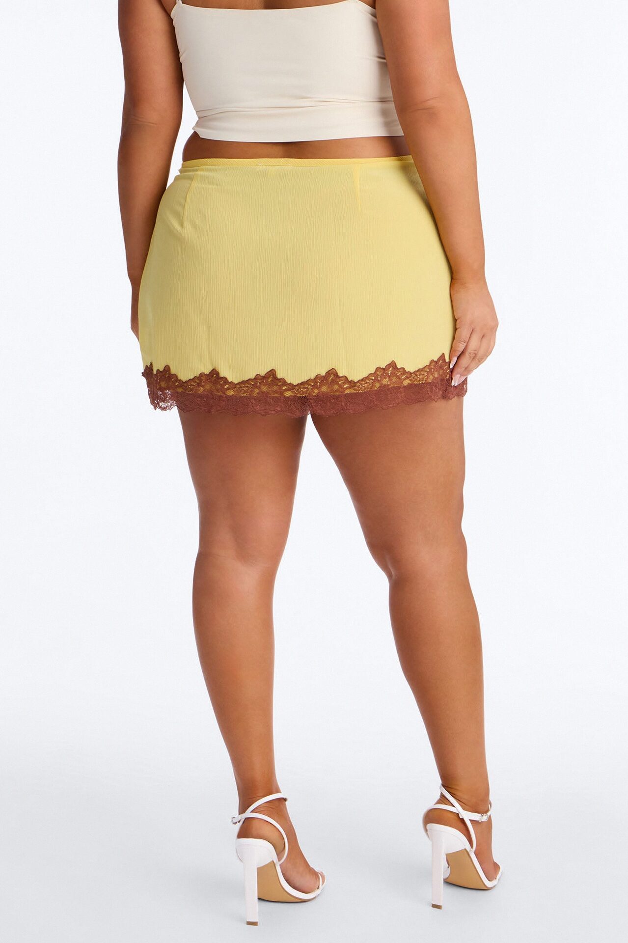 Love Like Mine Lace Trim Mini Skirt - Yellow/combo