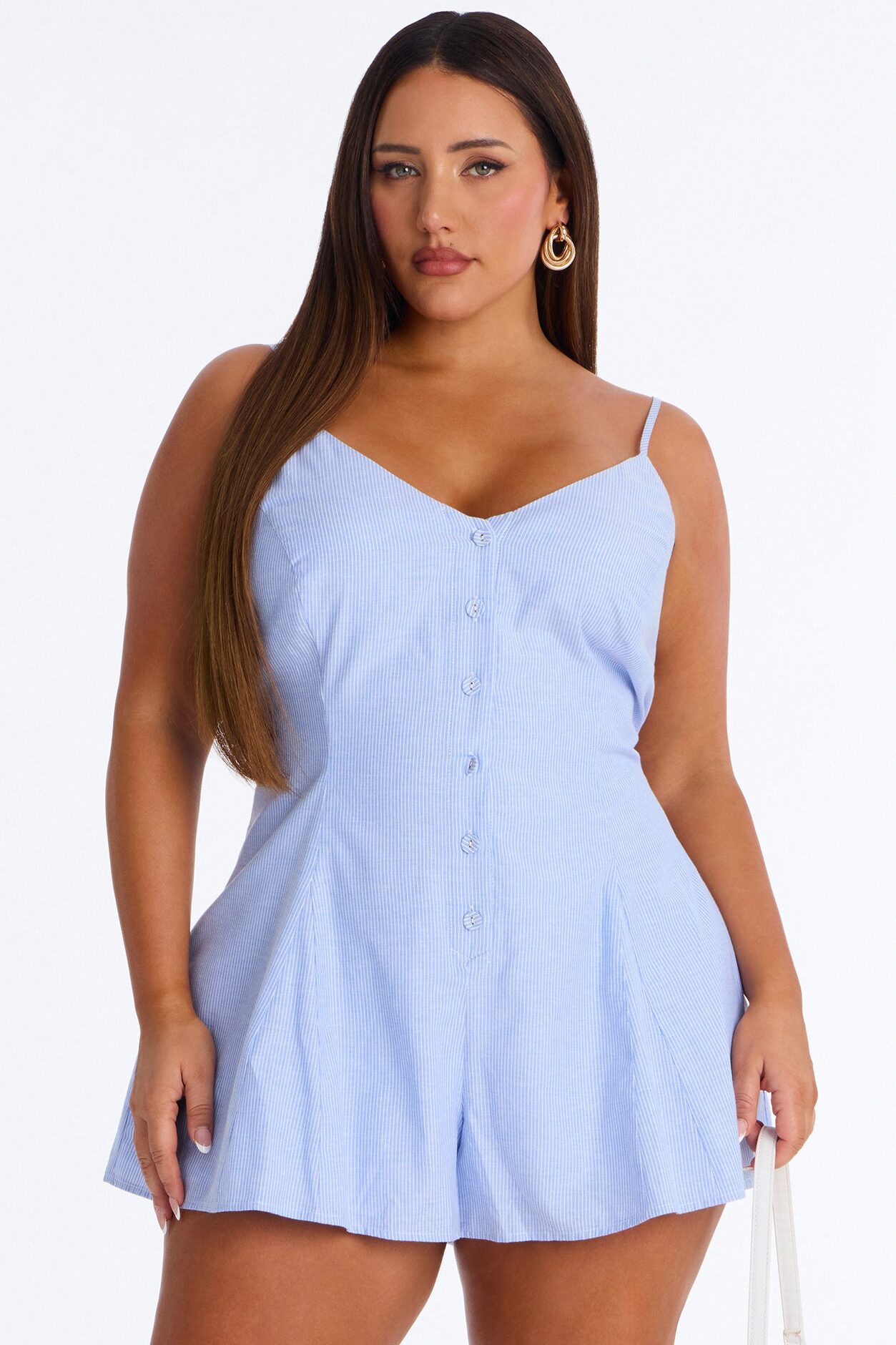 Penelope Striped Flowy Romper - Blue