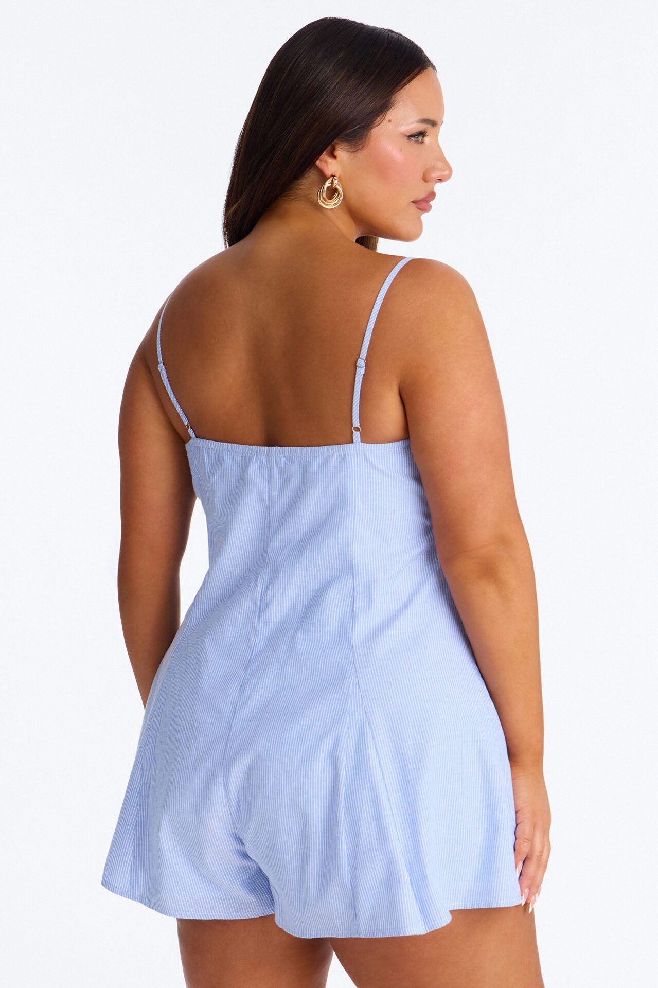 Penelope Striped Flowy Romper - Blue