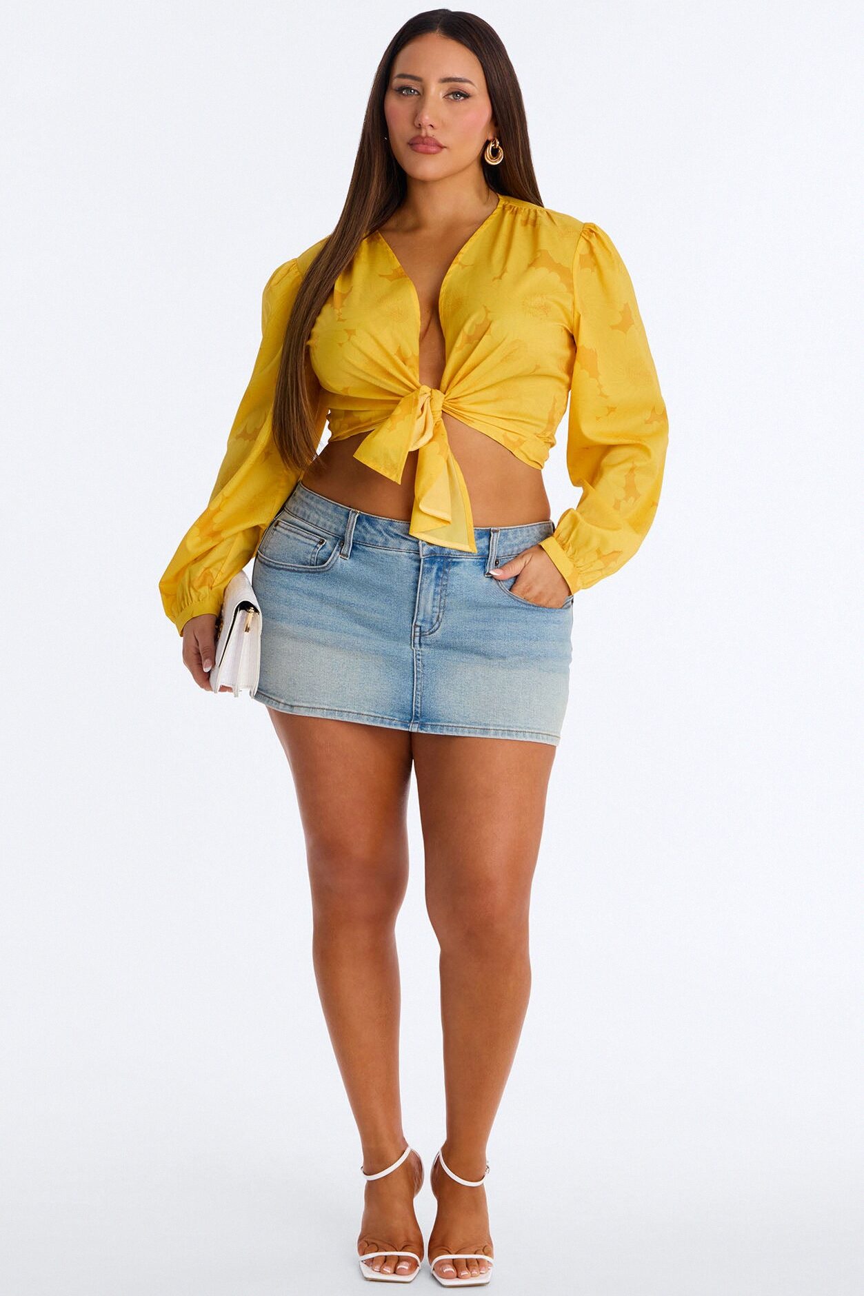 Summer Breeze Therapy Floral Satin Top - Yellow
